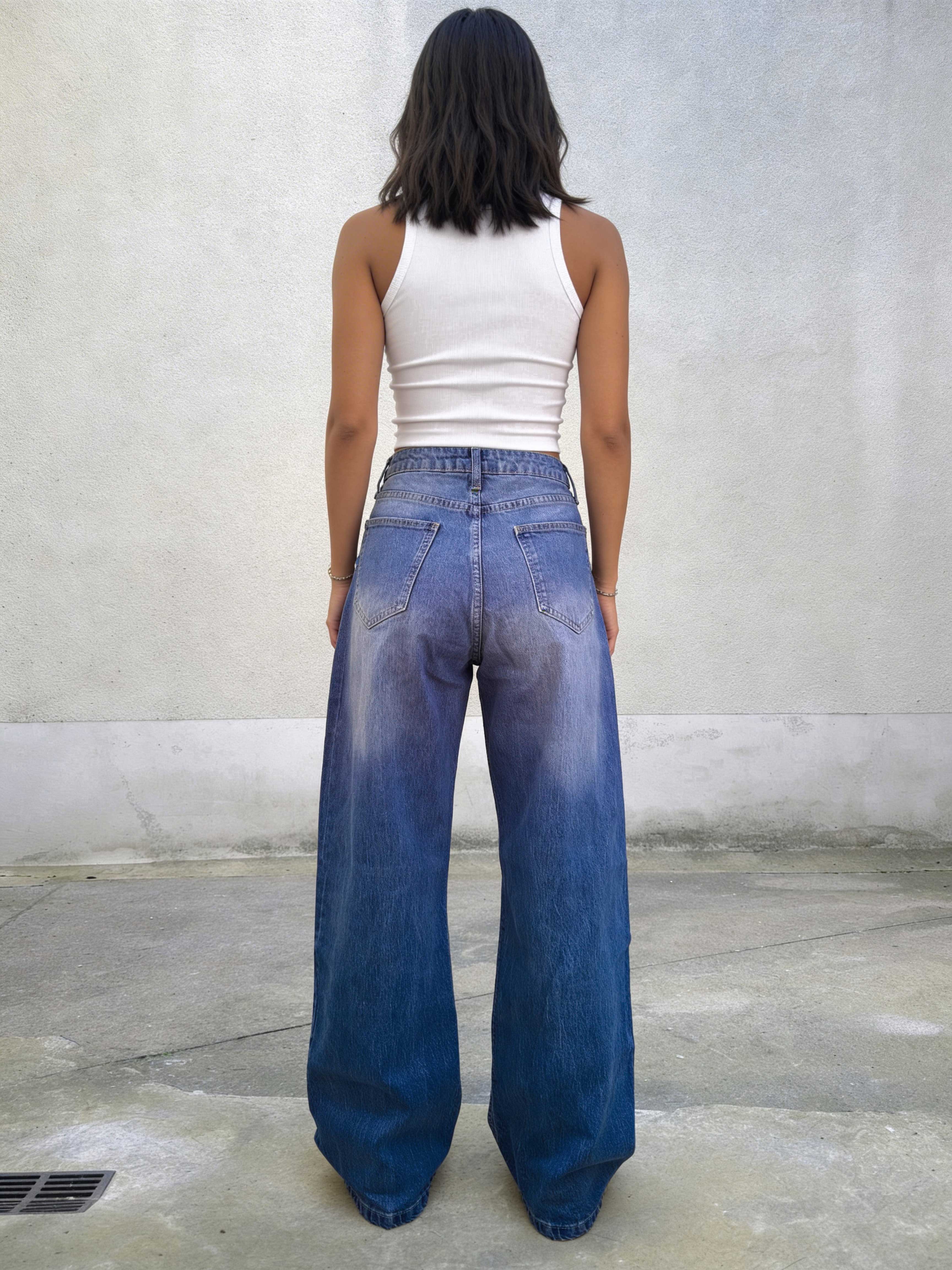 Ultra Comfort Wide-Leg – High-Waist Vibrant Blue Jeans