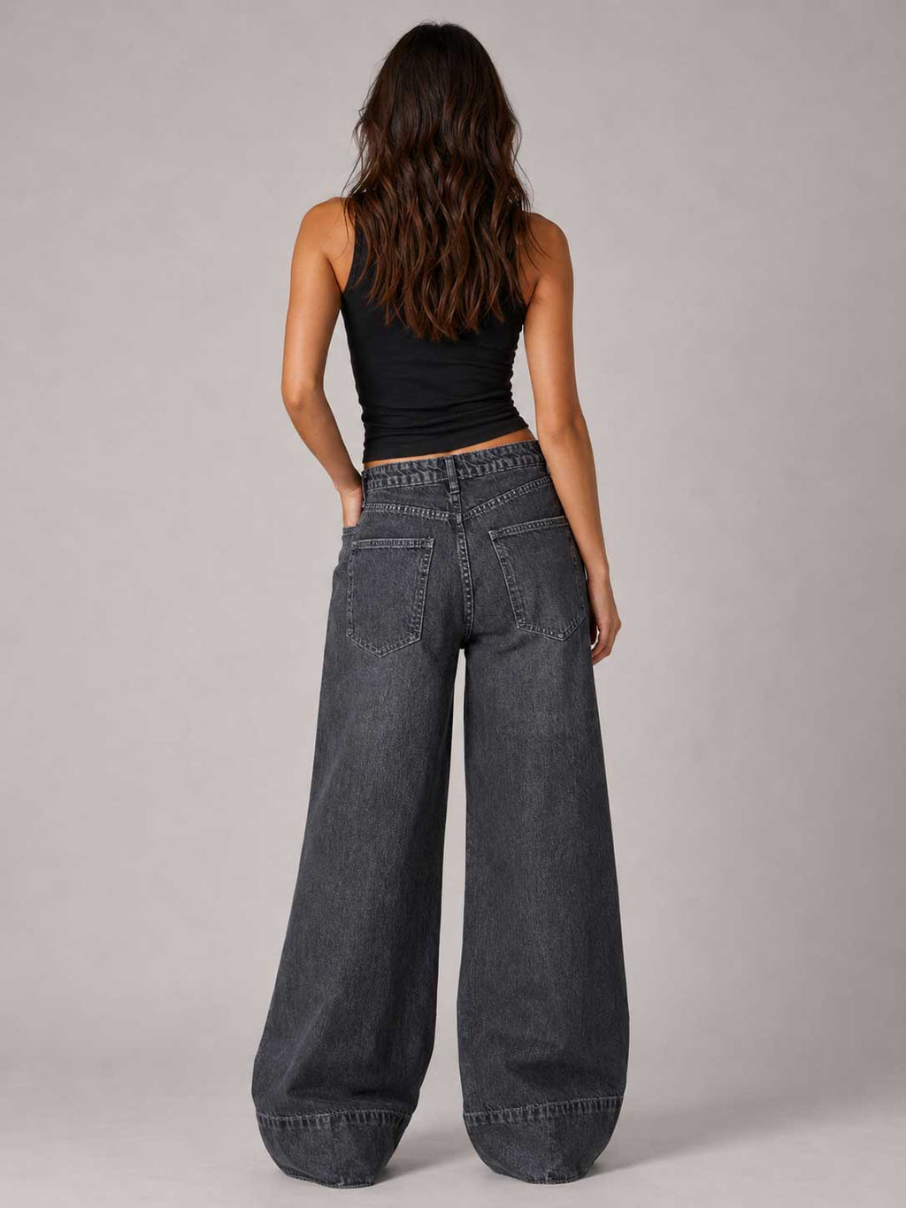 Extreme Wide Leg – High Waist Cloudy Charcoal Jeans