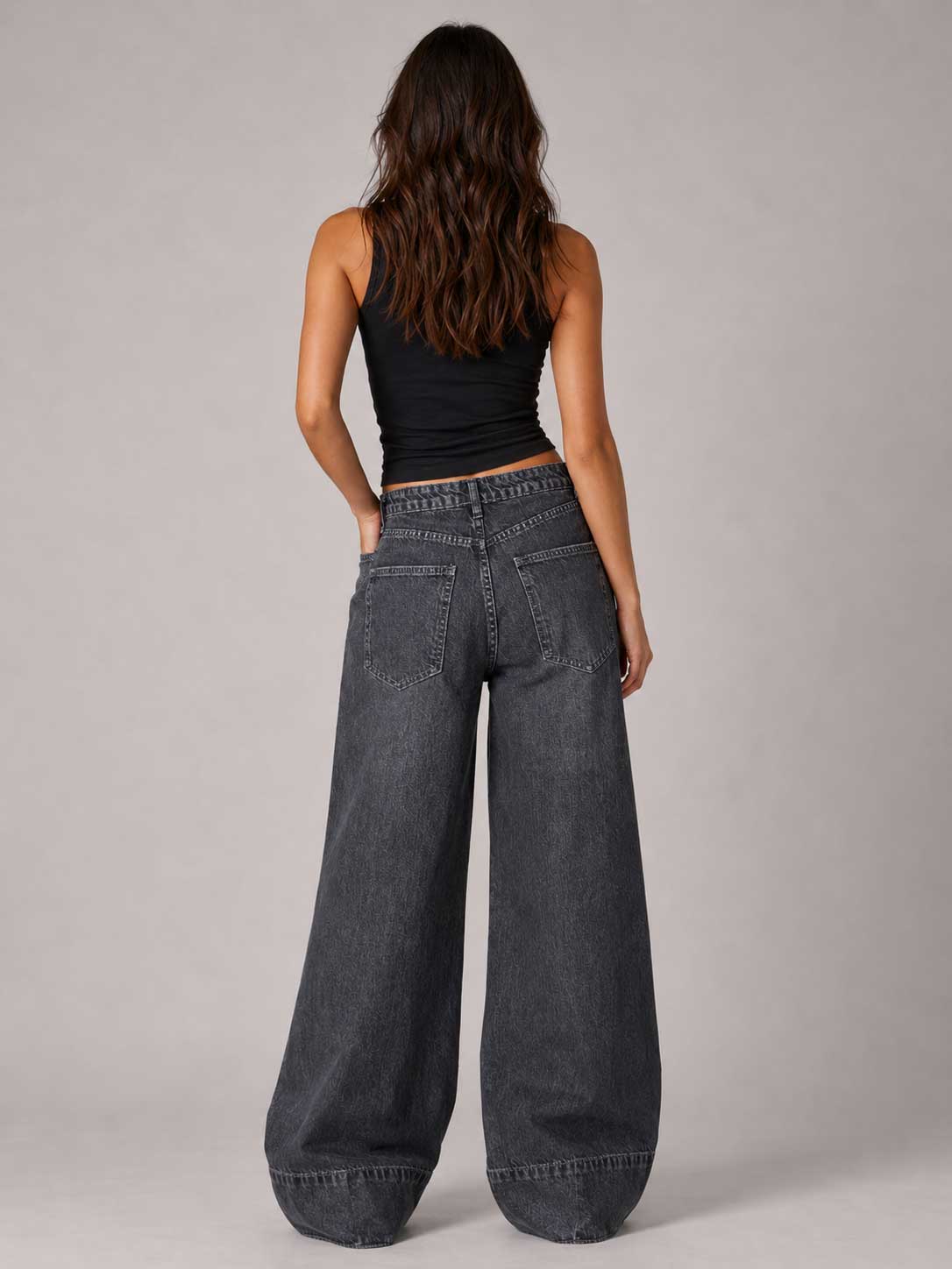 Extreme Wide Leg – High Waist Cloudy Charcoal Jeans