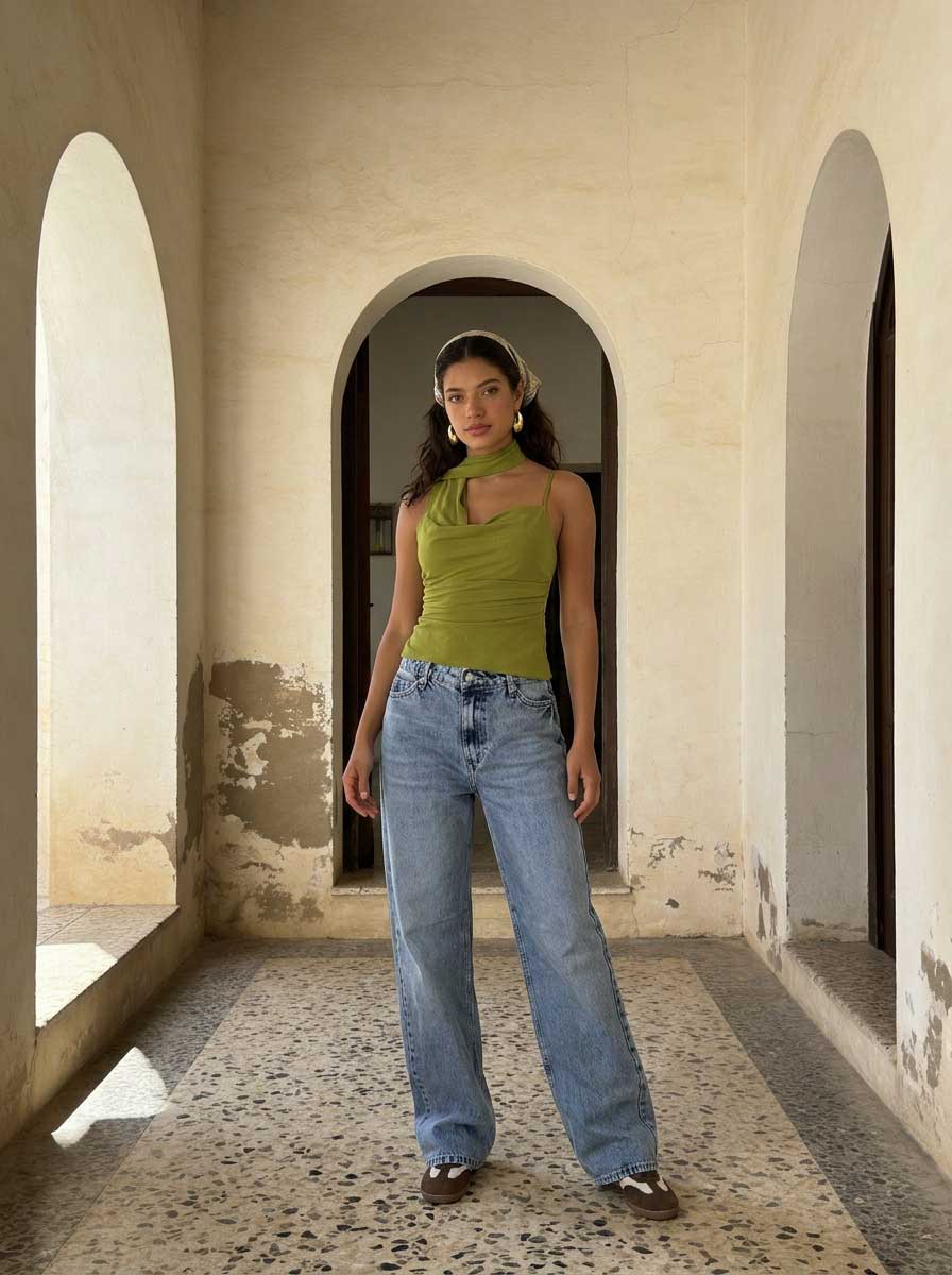 Ultra Comfort Wide leg High-Waist Acid blue jeans