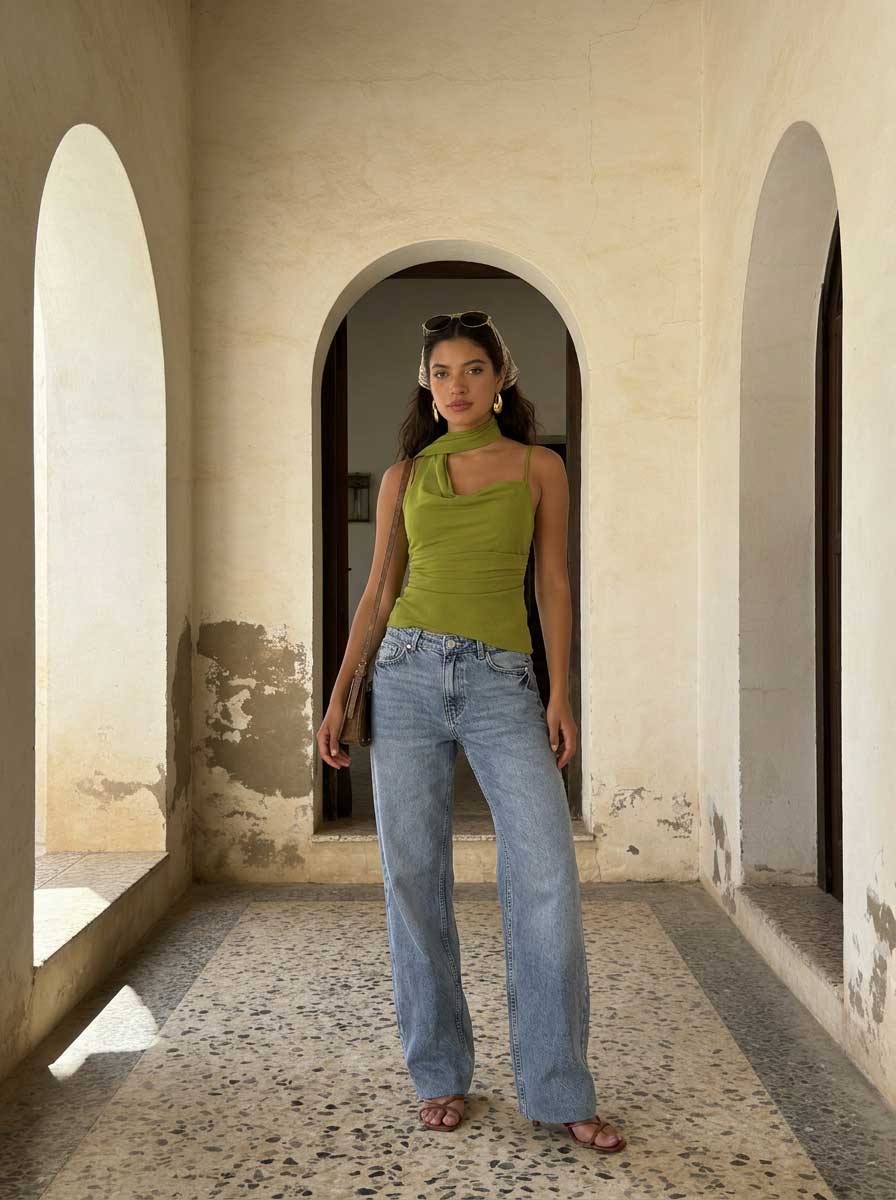 Ultra Comfort Wide leg High-Waist Acid blue jeans