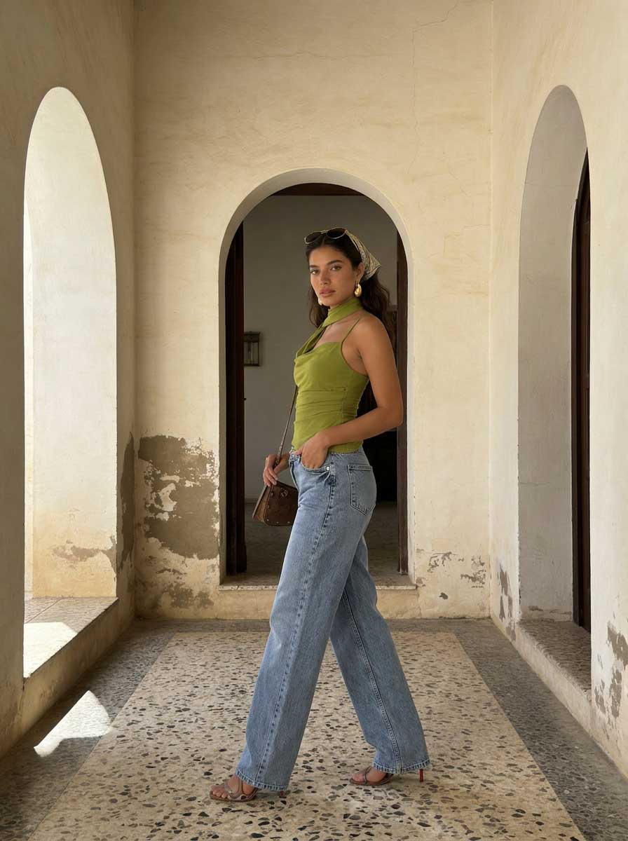 Ultra Comfort Wide leg High-Waist Acid blue jeans