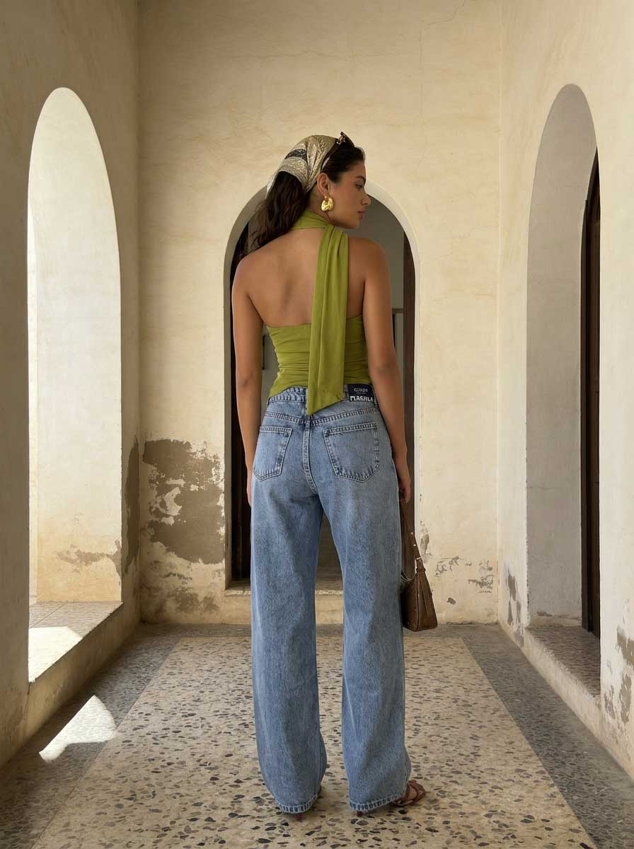 Ultra Comfort Wide leg High-Waist Acid blue jeans