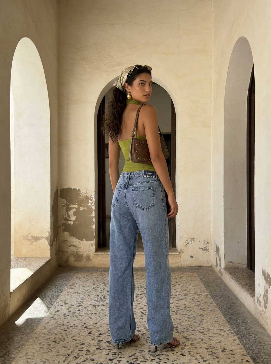 Ultra Comfort Wide leg High-Waist Acid blue jeans