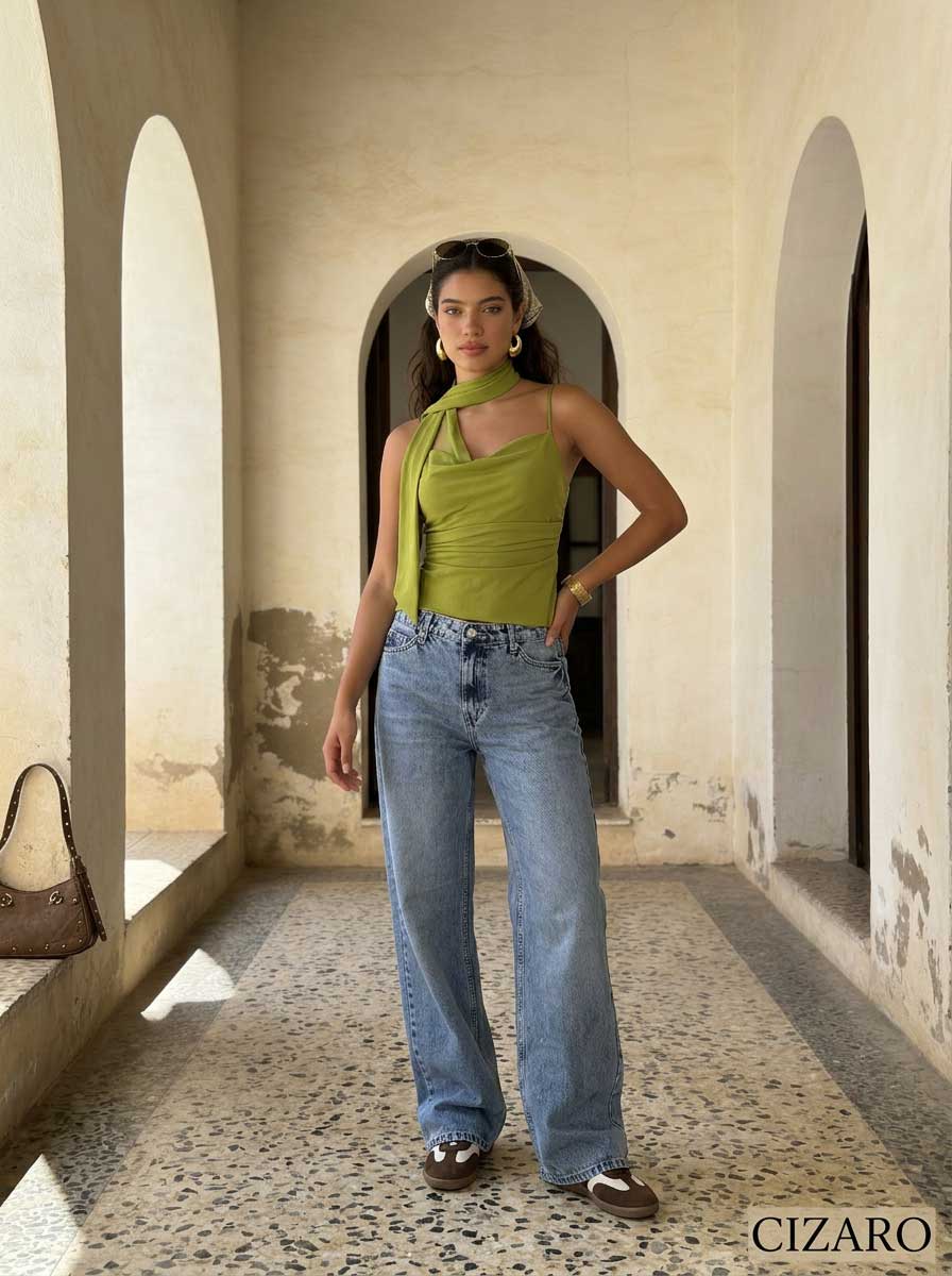 Ultra Comfort Wide leg High-Waist Acid blue jeans