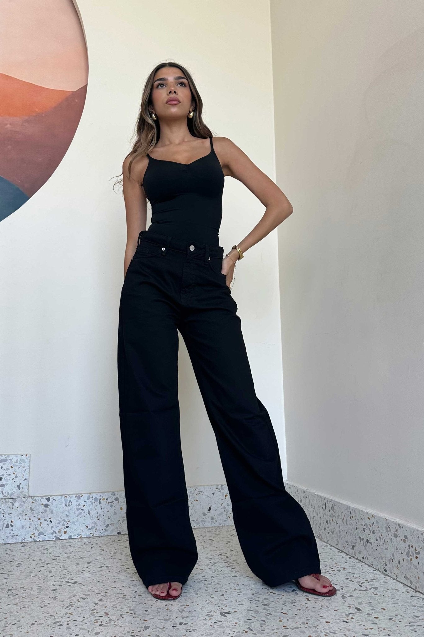 Wide Leg - High-Waist Black. Mom-Fit Cizaro - Cizaro Jeans