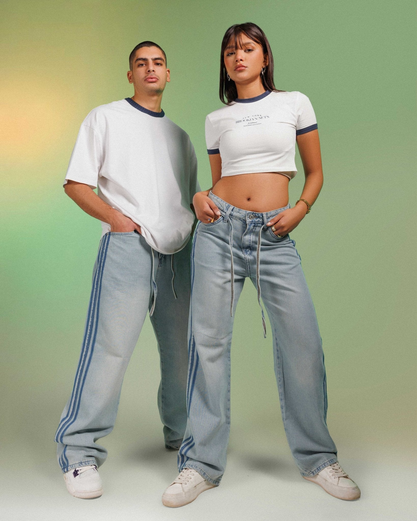 Unisex | Wide Leg - Light Dirty Stripped Jeans Wide Leg - Uni sex CIZARO - Cizaro Jeans