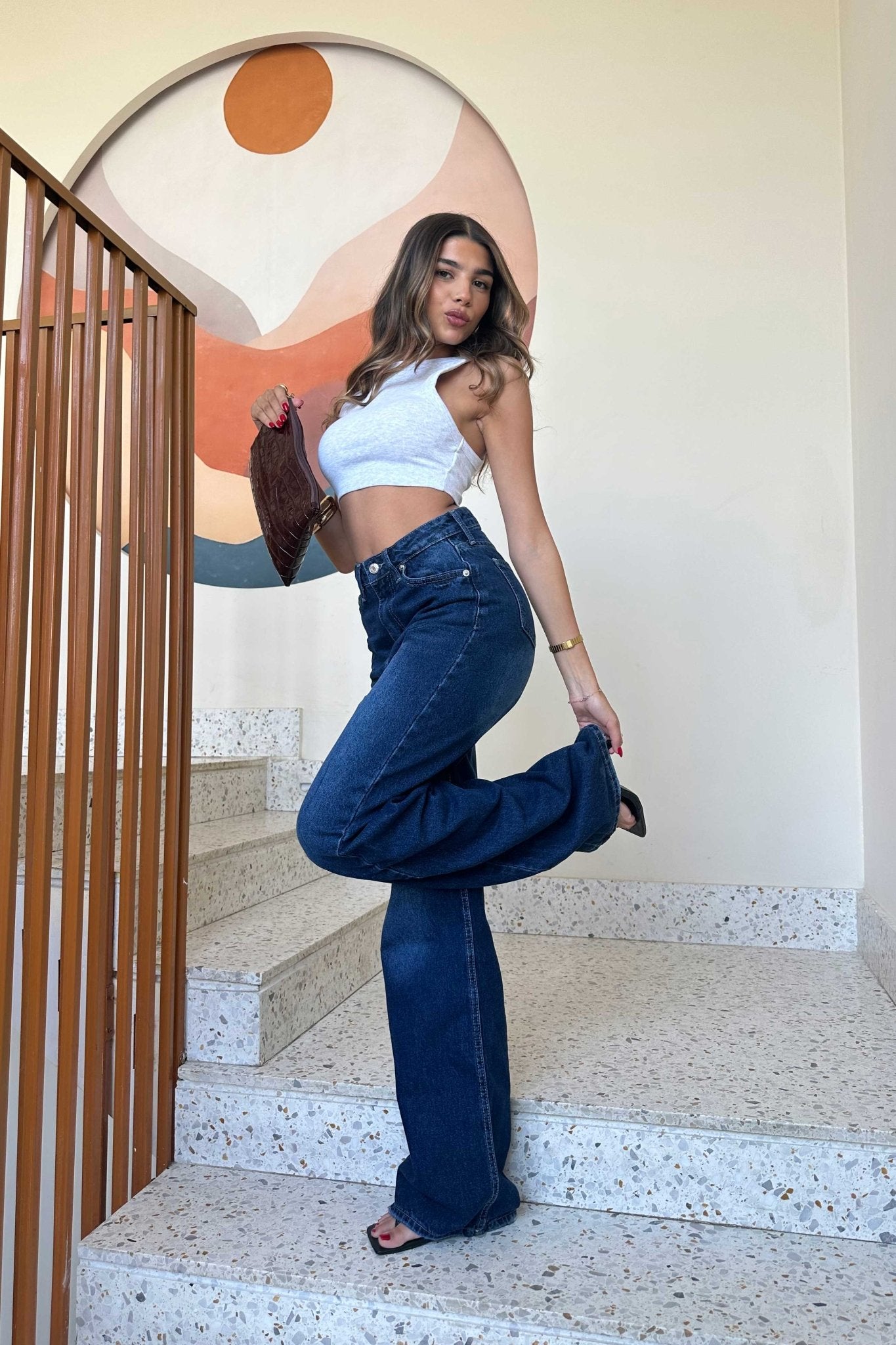 Wide Leg - Classic Navy Blue Jeans. Wide-Leg CIZARO - Cizaro Jeans