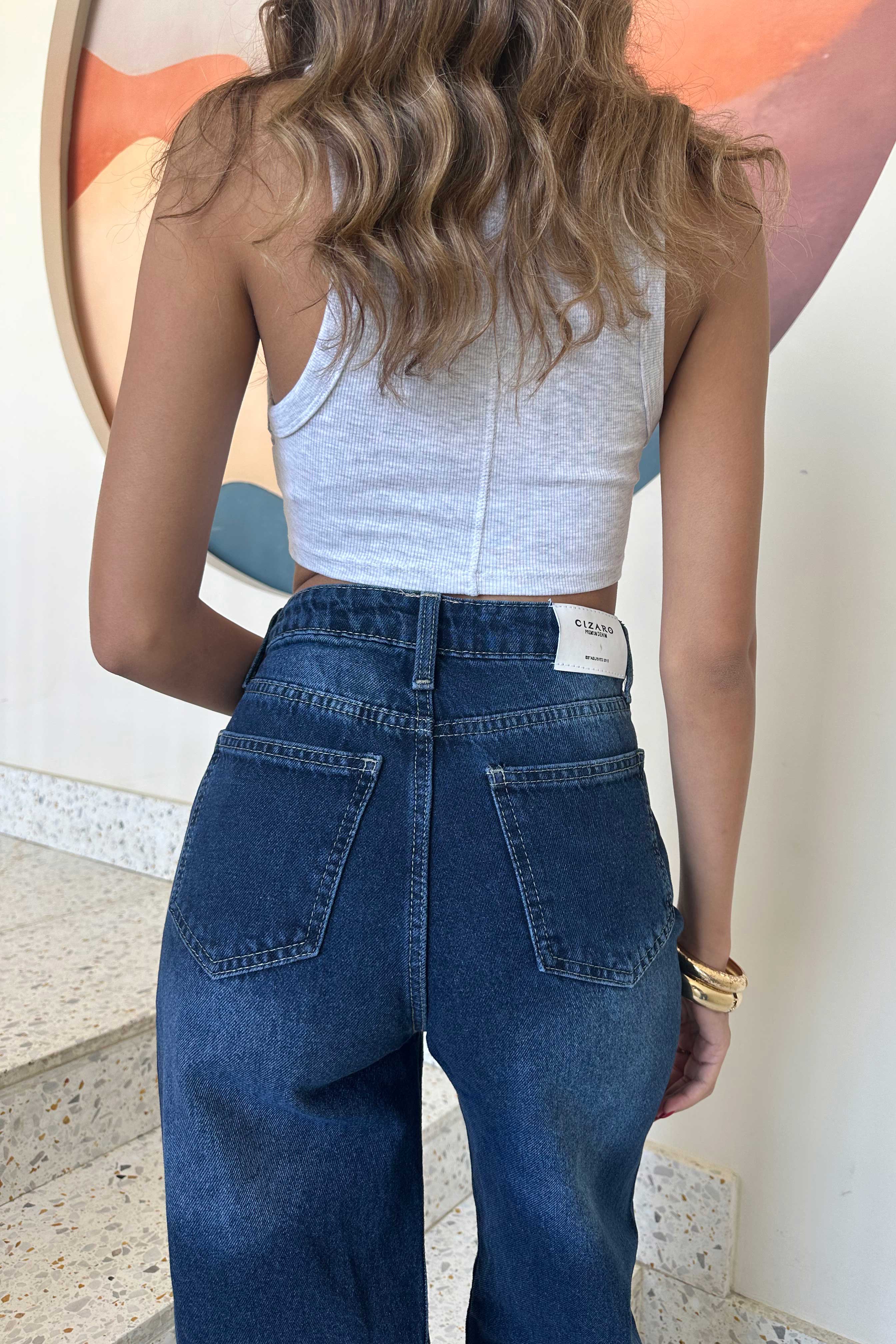 Wide Leg - Classic Navy Blue Jeans.