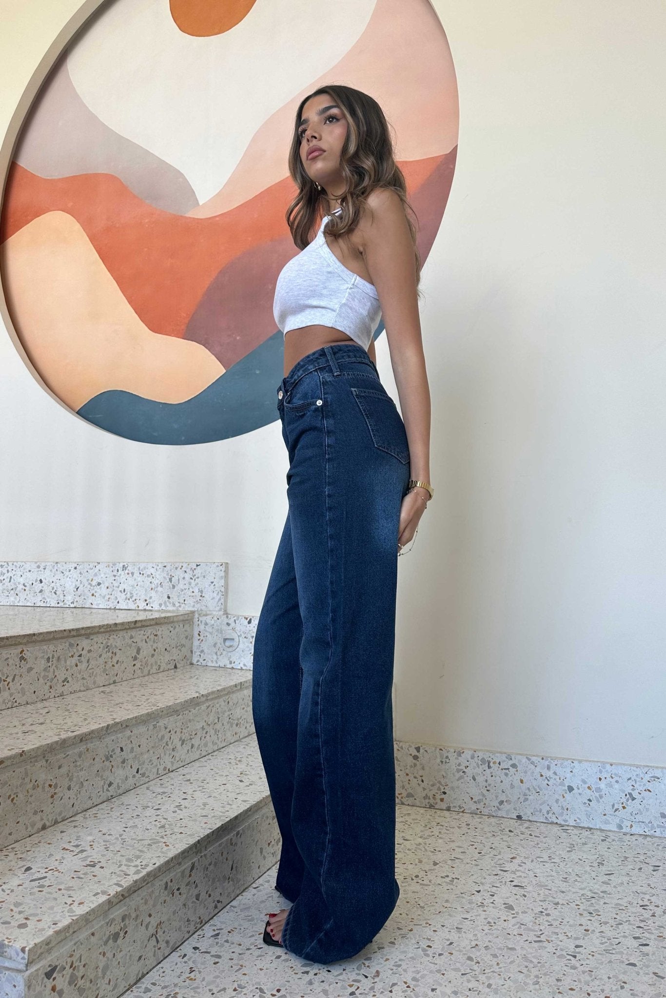 Wide Leg - Classic Navy Blue Jeans. Wide-Leg CIZARO - Cizaro Jeans
