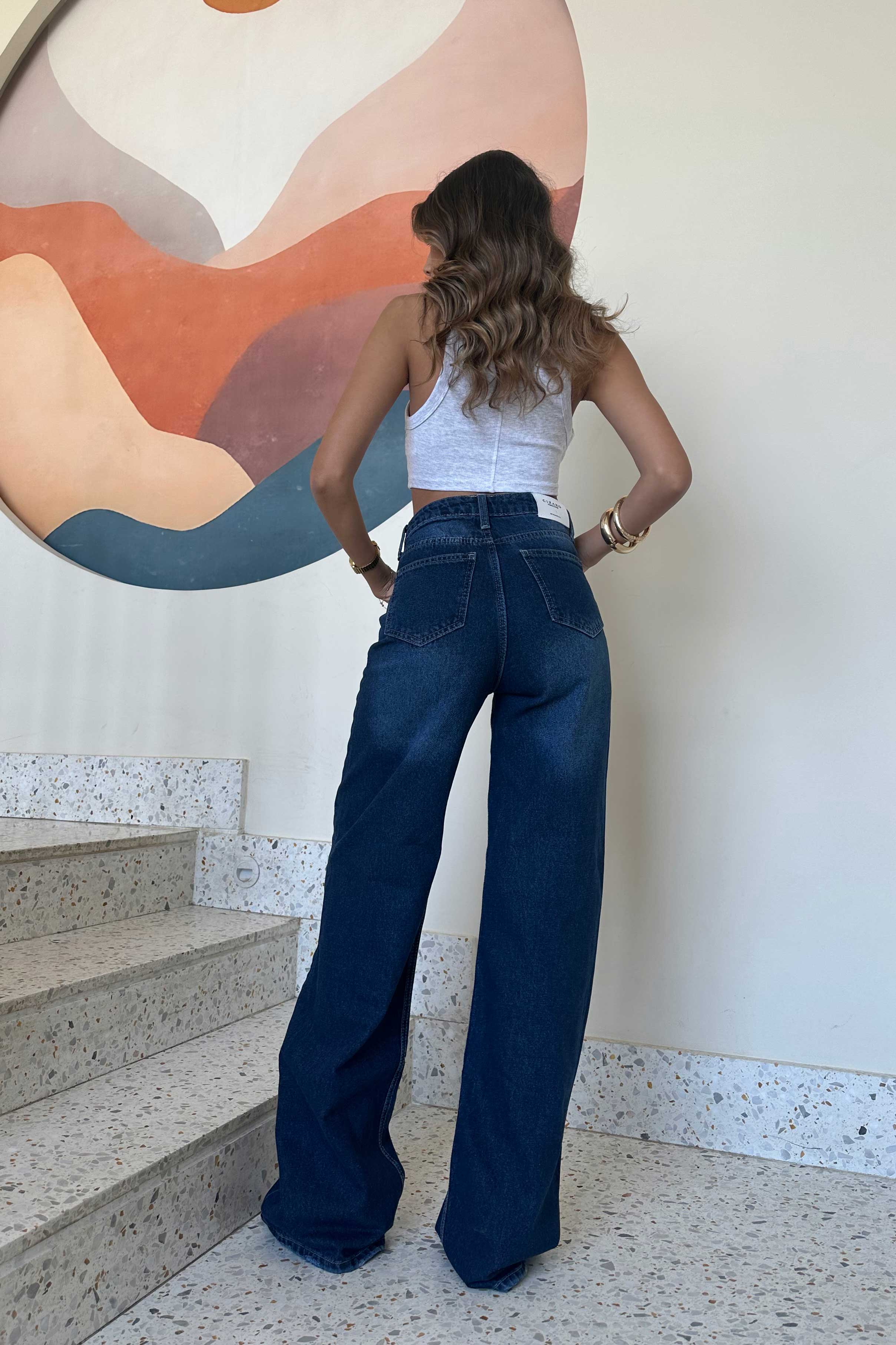 Wide Leg - Classic Navy Blue Jeans.
