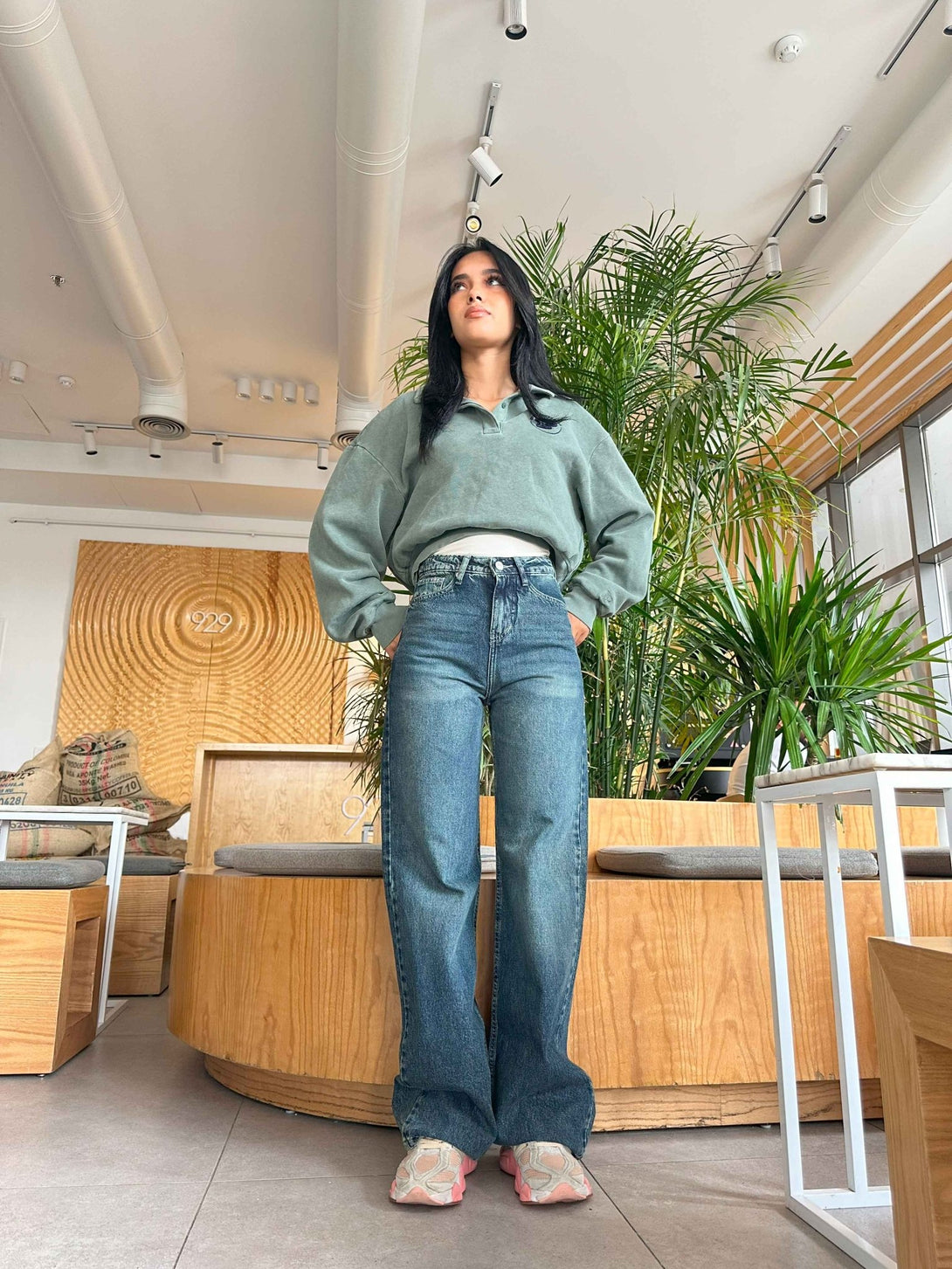 Straight Leg - Mid Vintage Blue Green Jeans. Straight Leg CIZARO    - Cizaro Jeans