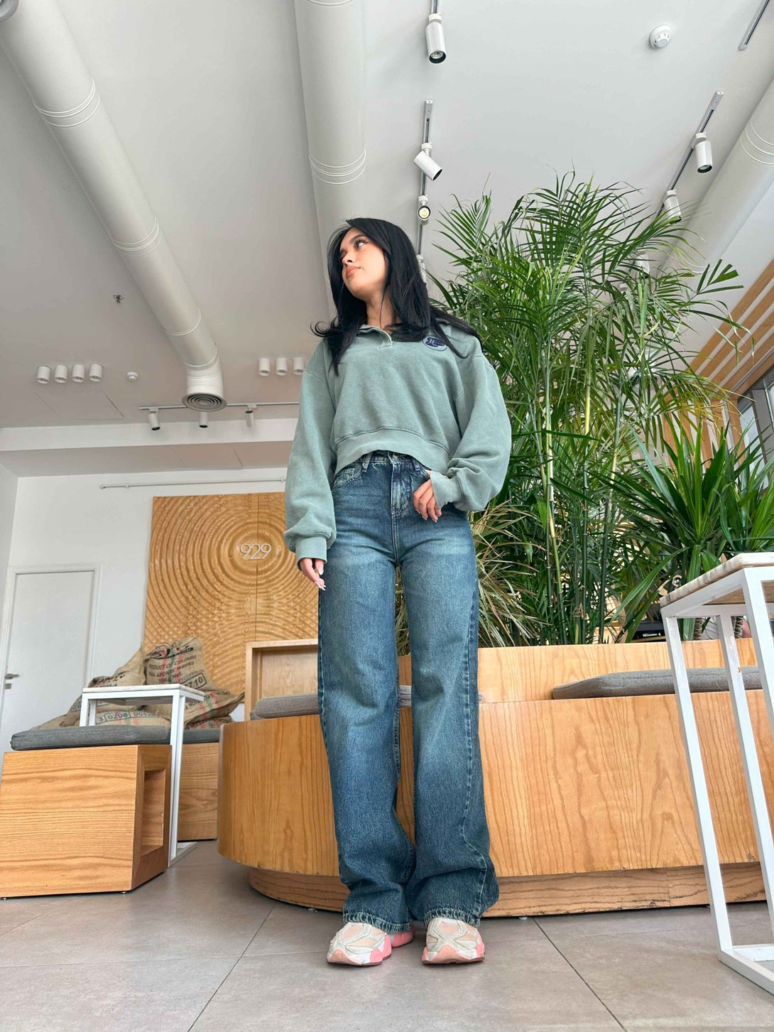 Straight Leg - Mid Vintage Blue Green Jeans. Straight Leg CIZARO    - Cizaro Jeans