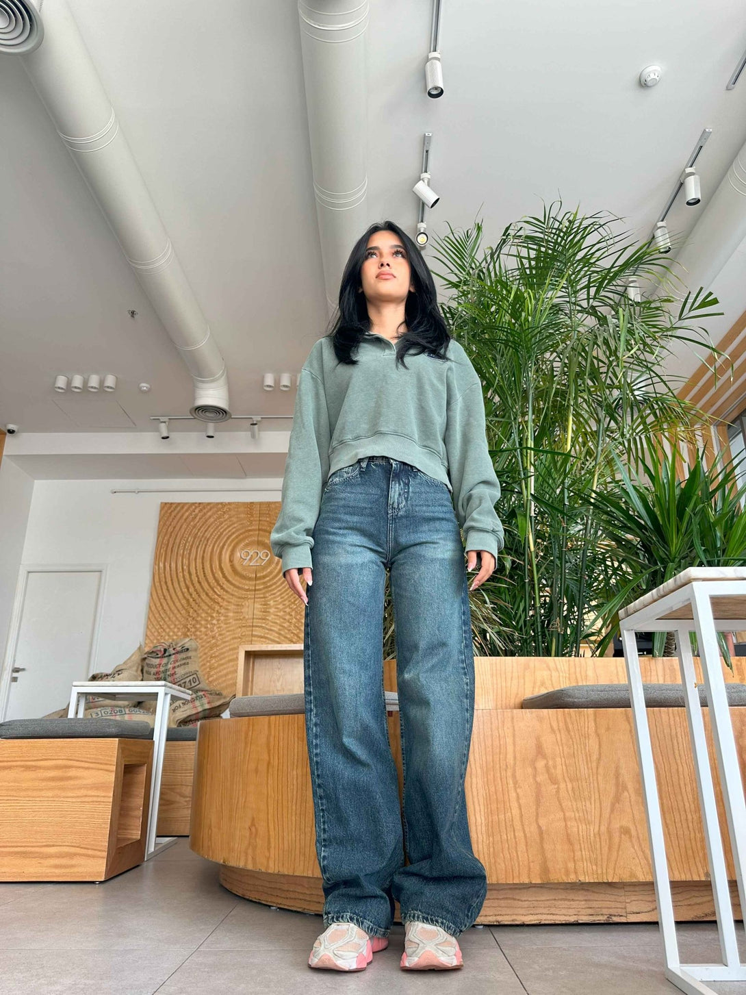 Straight Leg - Mid Vintage Blue Green Jeans. Straight Leg CIZARO    - Cizaro Jeans