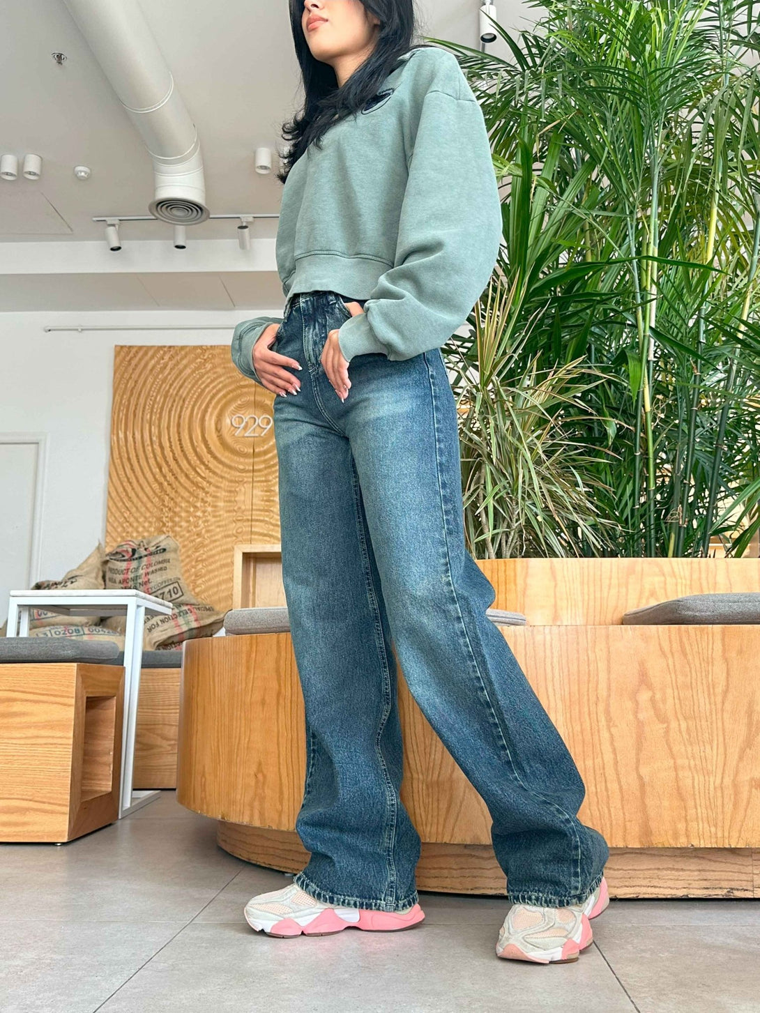 Straight Leg - Mid Vintage Blue Green Jeans. Straight Leg CIZARO    - Cizaro Jeans