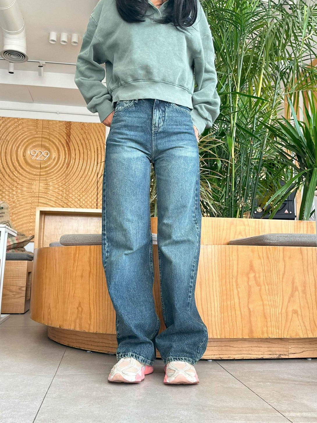 Straight Leg - Mid Vintage Blue Green Jeans. Straight Leg CIZARO    - Cizaro Jeans