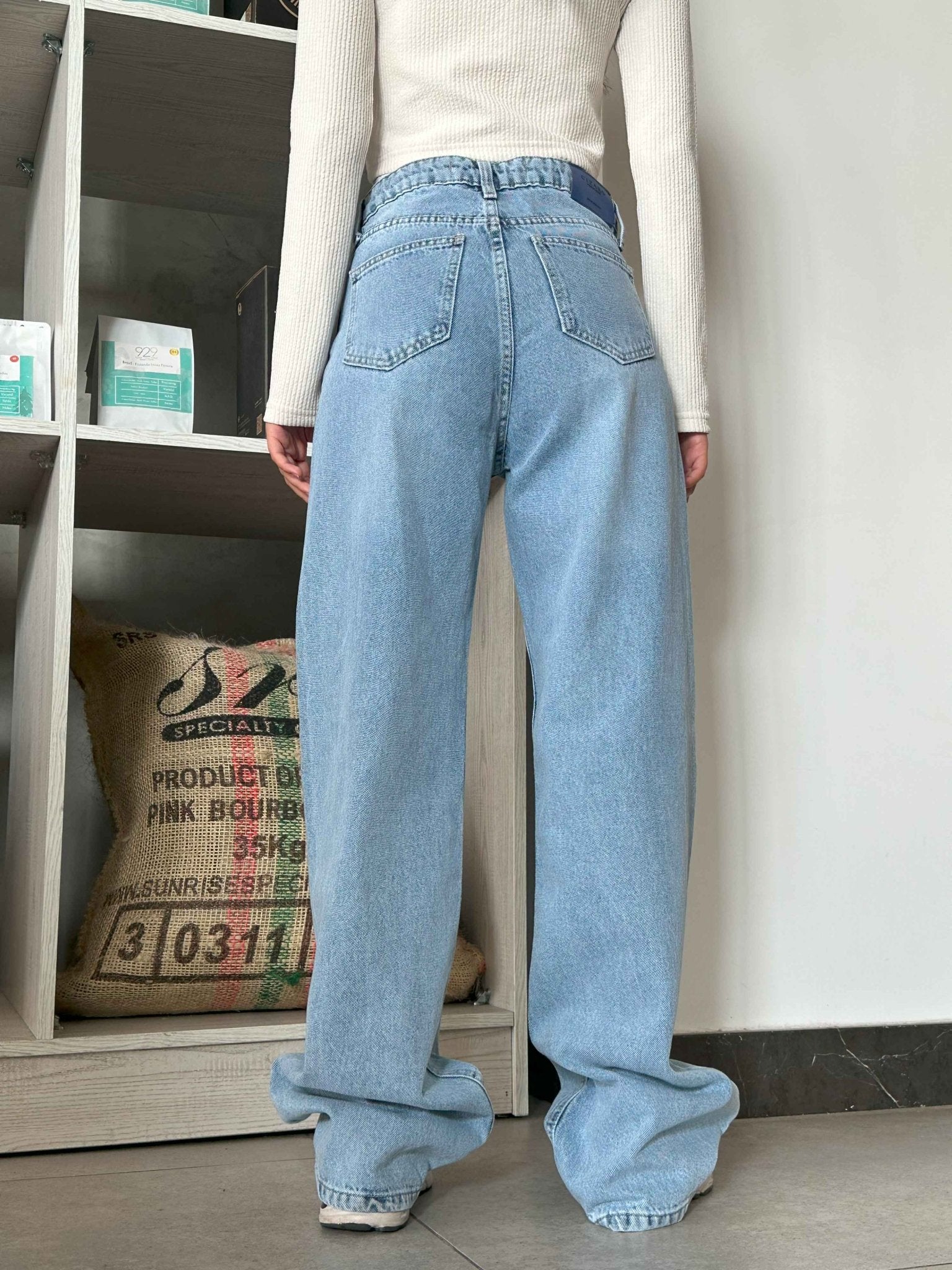 Wide Leg - Soft Iced Blue Wash Jeans. Wide Leg CIZARO - Cizaro Jeans