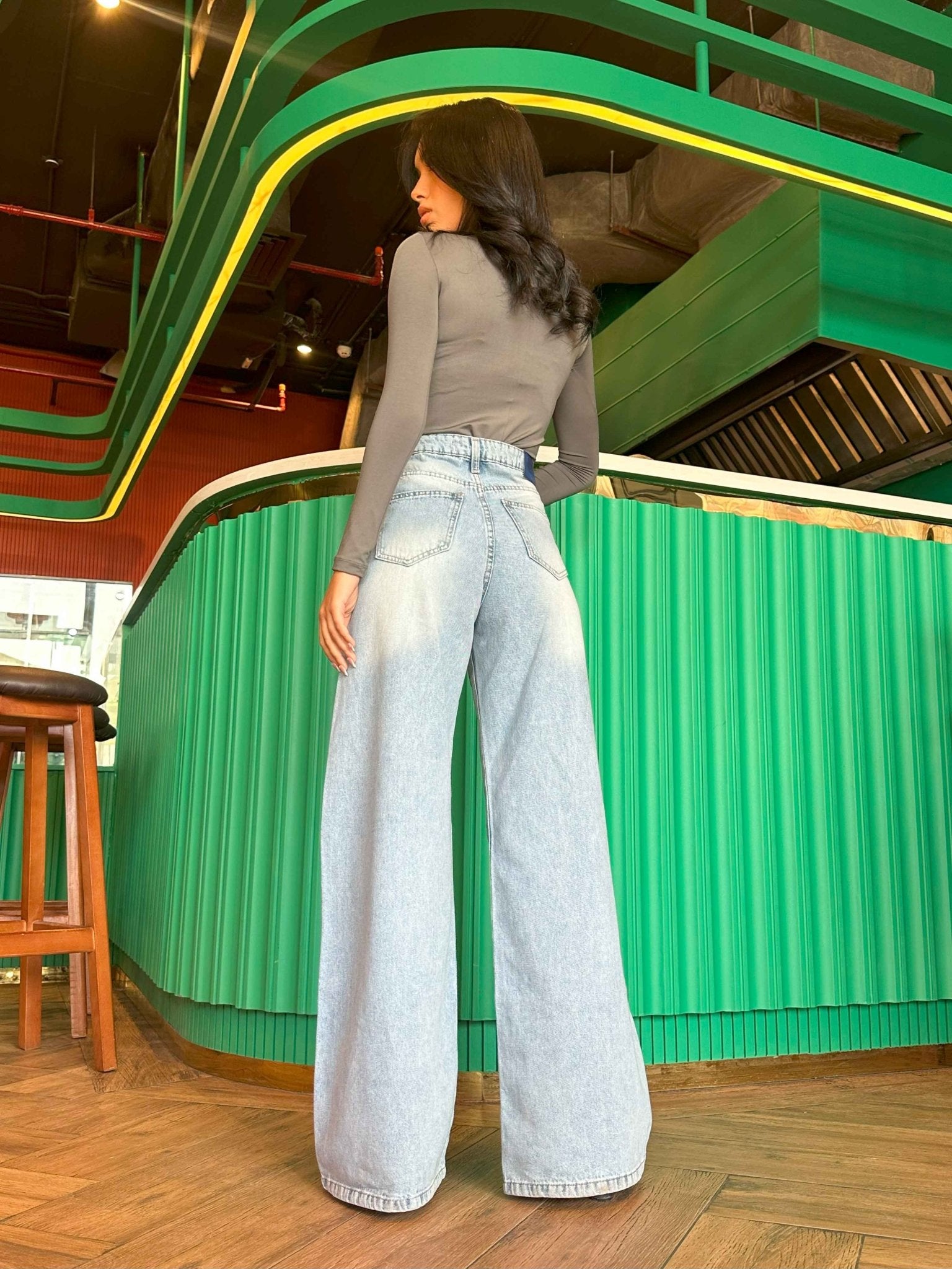 Extreme Wide Leg - Light Vintage Blue Jeans. Wide Leg CIZARO - Cizaro Jeans