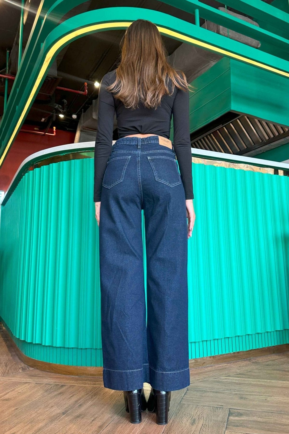 Cropped Wide Leg - Navy Blue Wash Jeans. Wide Leg CIZARO - Cizaro Jeans