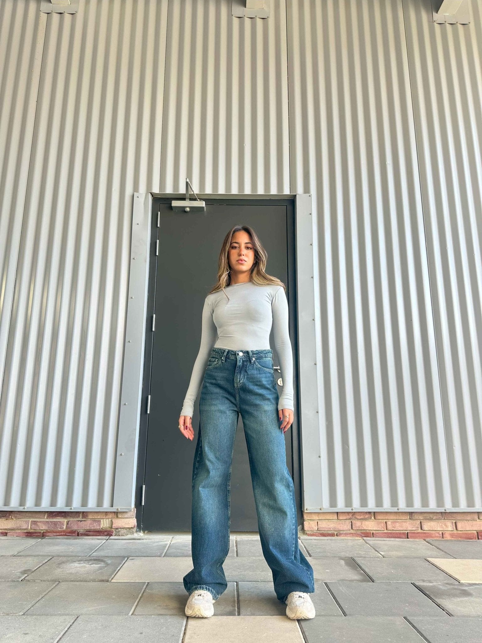 Wide Leg - Mid Vintage Blue Green Jeans. Wide Leg CIZARO    - Cizaro Jeans