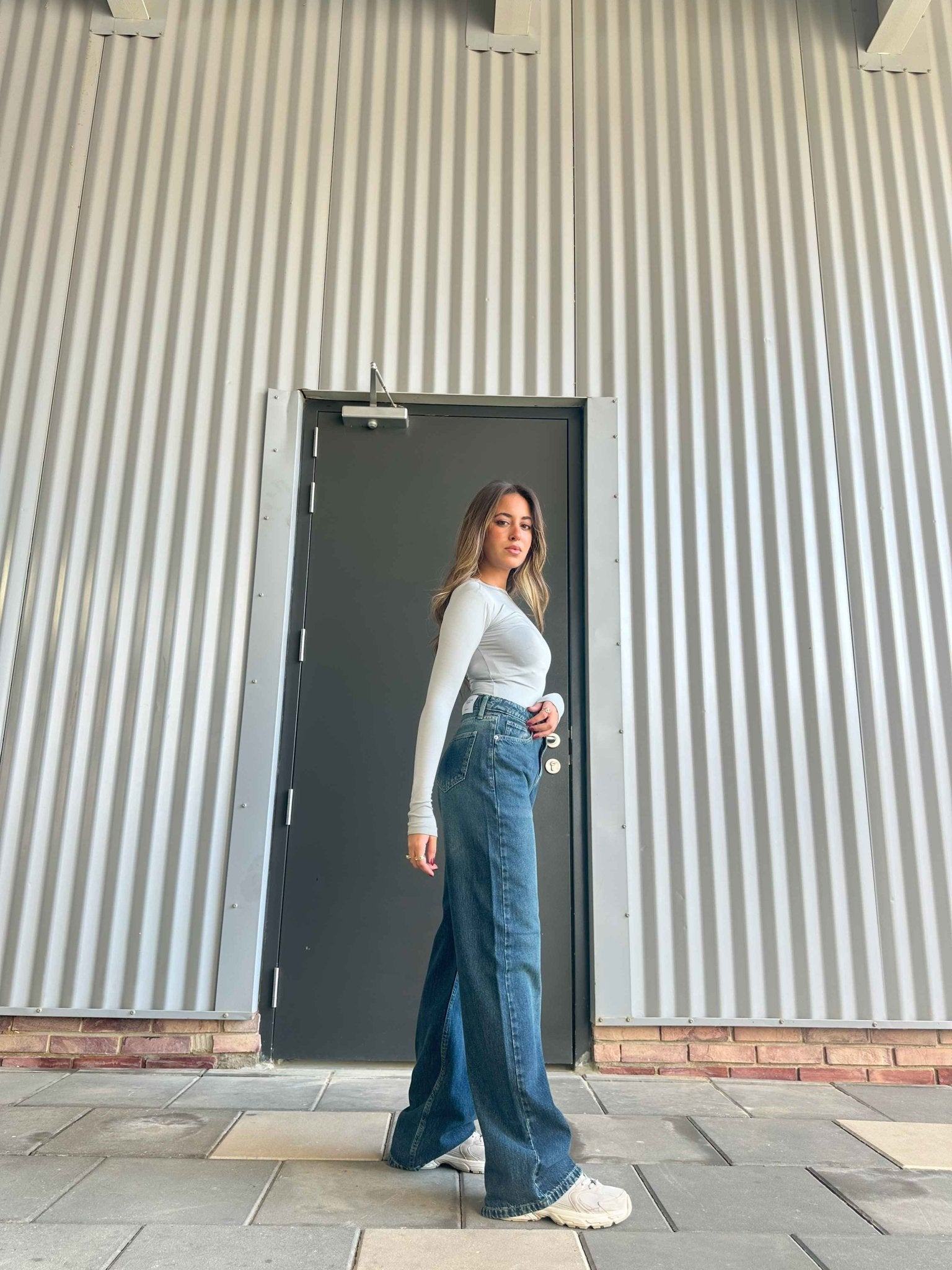 Wide Leg - Mid Vintage Blue Green Jeans. Wide Leg CIZARO    - Cizaro Jeans