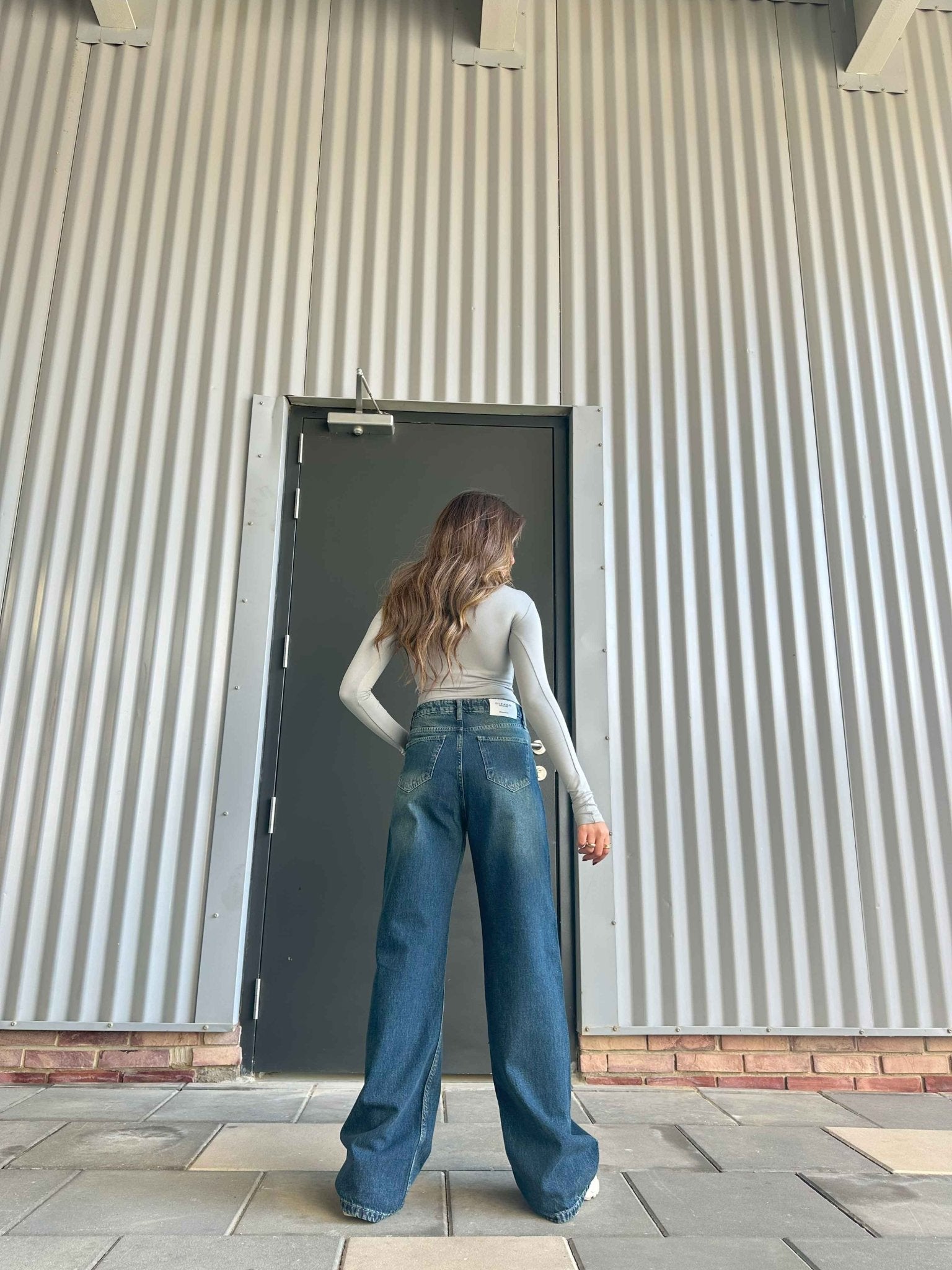 Wide Leg - Mid Vintage Blue Green Jeans. Wide Leg CIZARO    - Cizaro Jeans