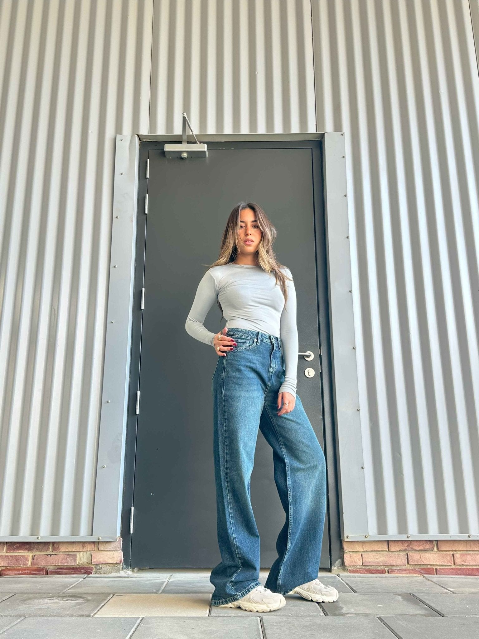 Wide Leg - Mid Vintage Blue Green Jeans. Wide Leg CIZARO    - Cizaro Jeans