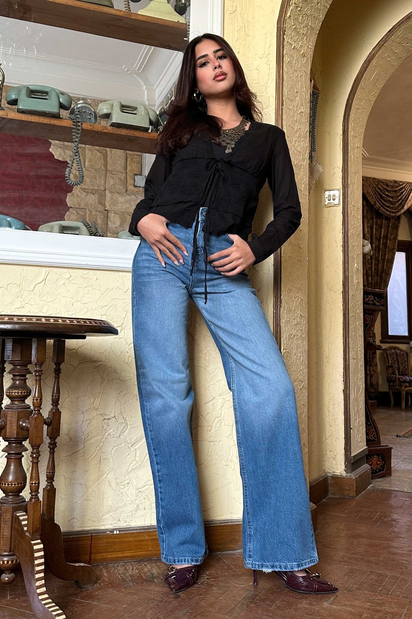 Wide-Leg - High-Waist Light Blue Jeans Wide-Leg CIZARO - Cizaro Jeans