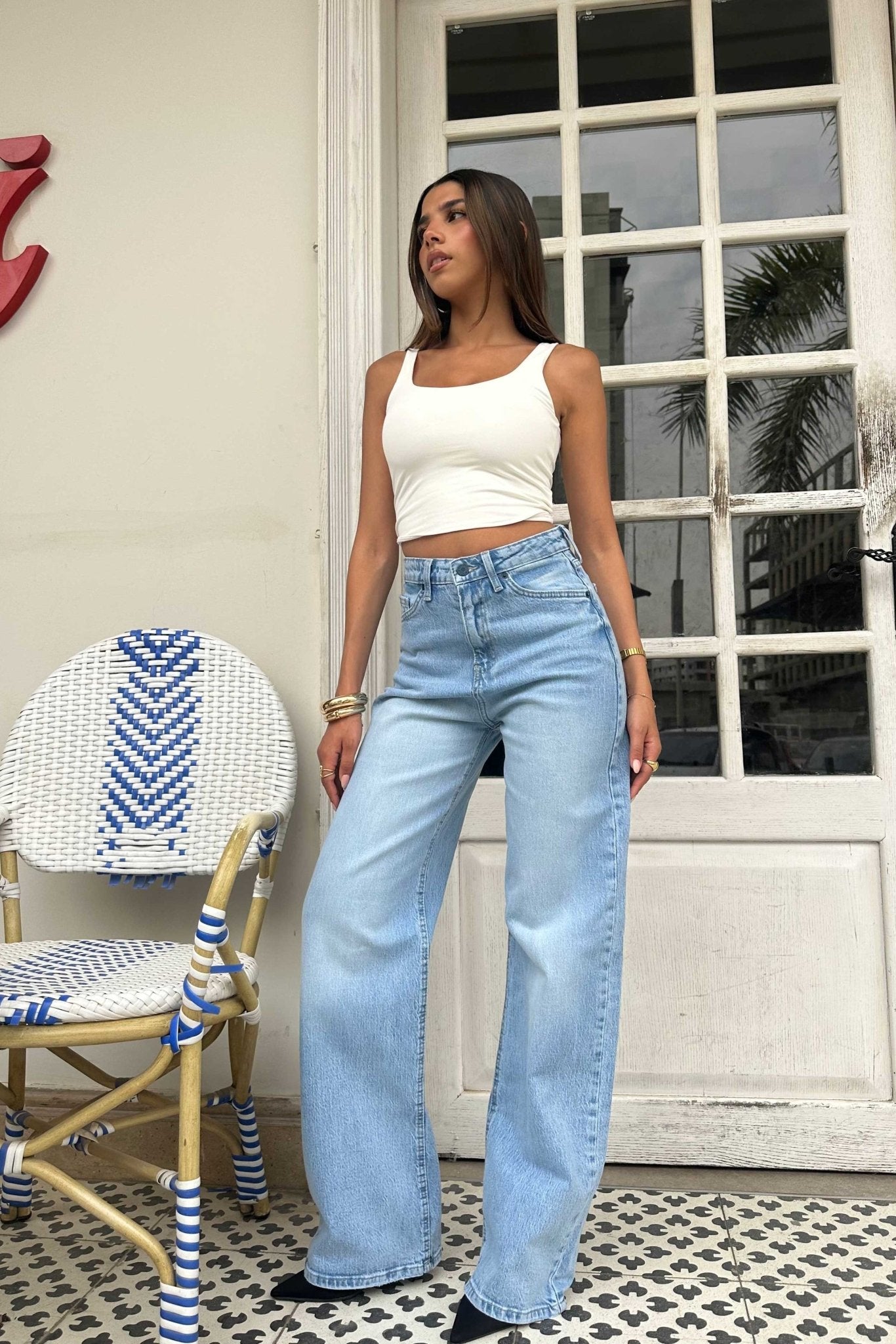 Ultra Comfort | Wide-Leg - High-Waist Sky Blue Jeans Wide Leg CIZARO - Cizaro Jeans