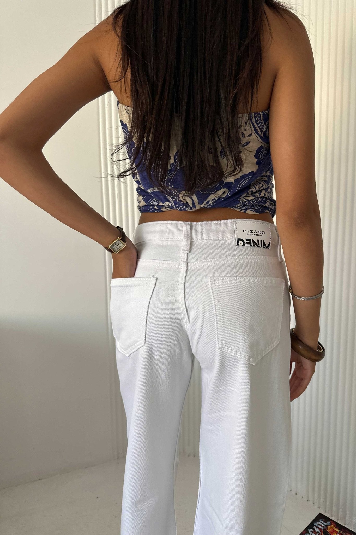 Wide-Leg - Low-Waist White Jeans wide leg CIZARO - Cizaro Jeans