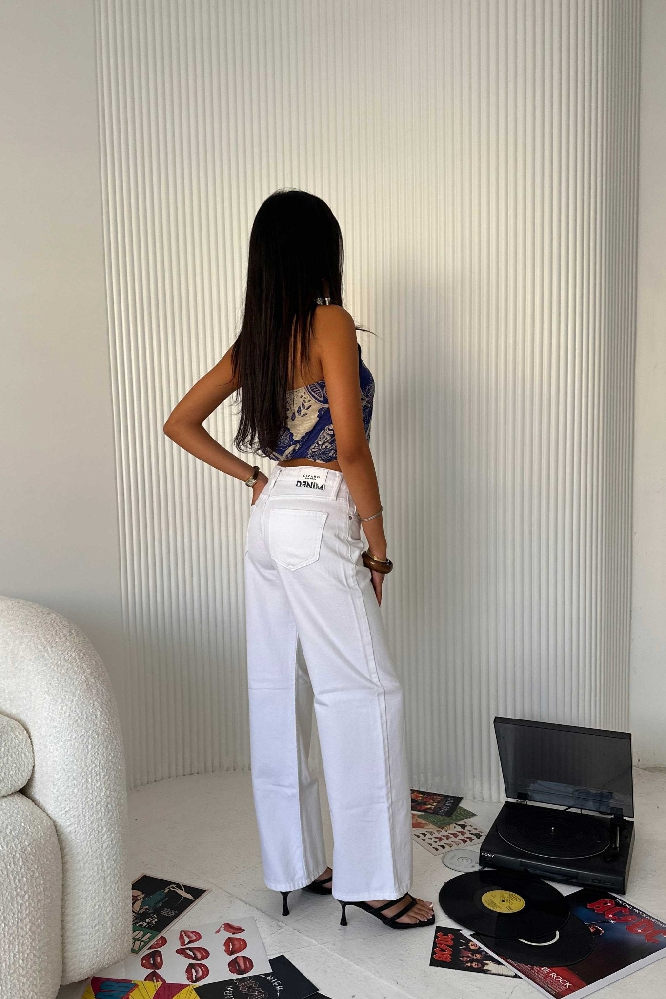 Wide-Leg - Low-Waist White Jeans wide leg CIZARO - Cizaro Jeans