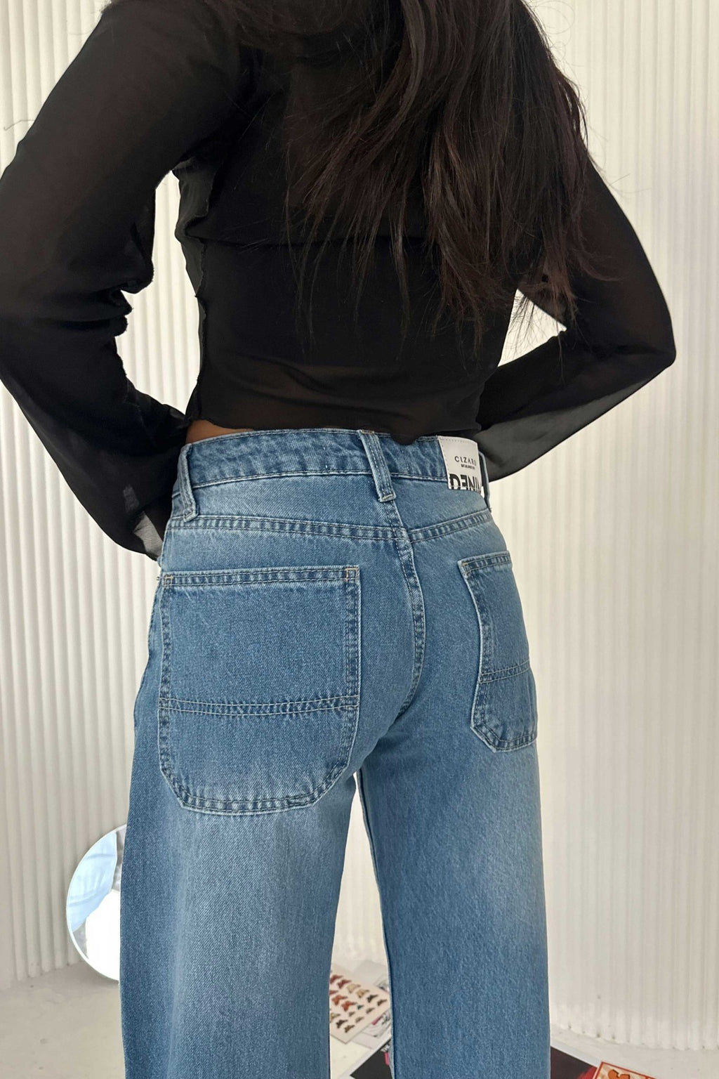 Wide Leg – Low Waist Powder Blue Jeans Wide-Leg CIZARO - Cizaro Jeans