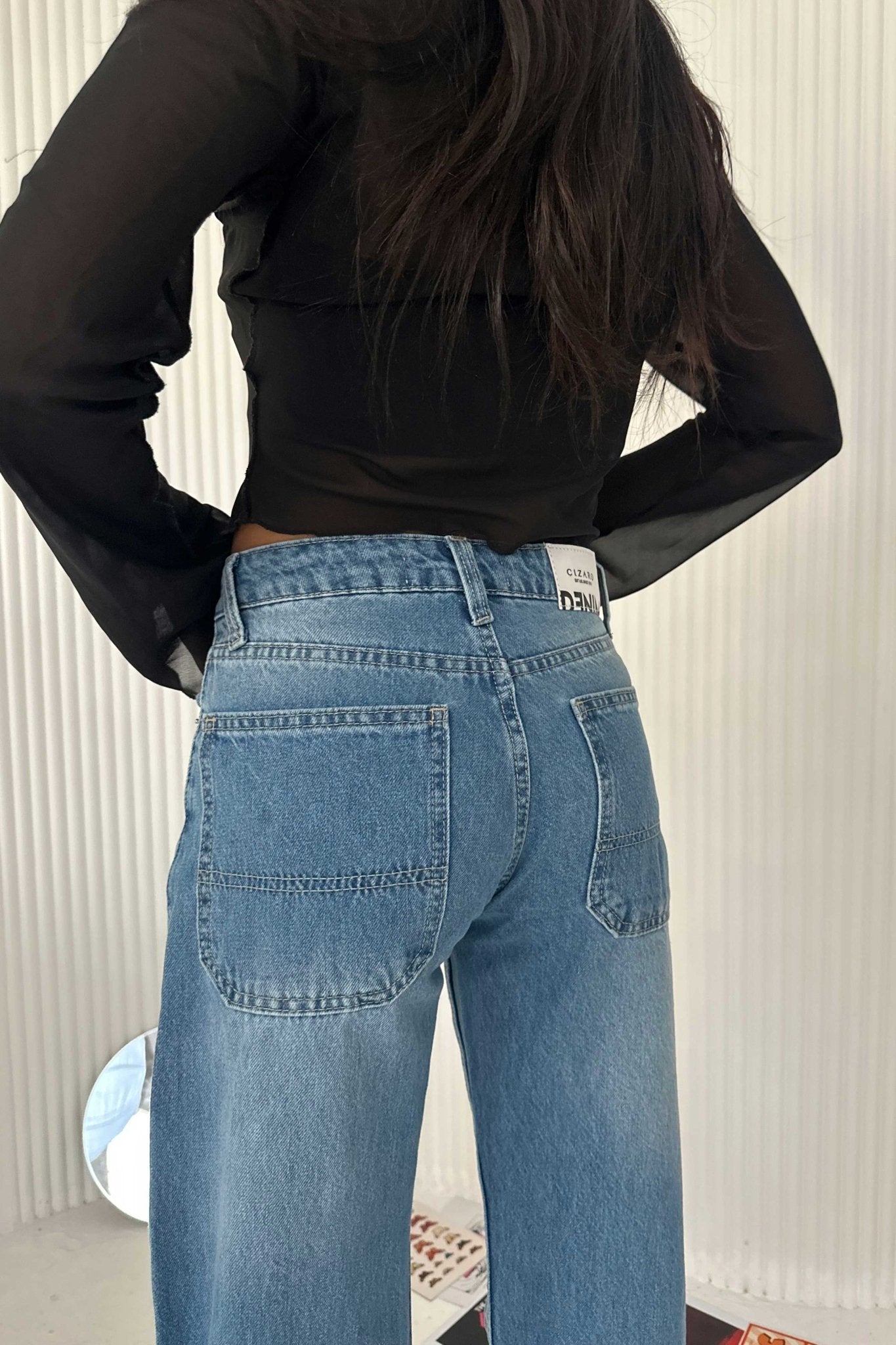 Wide Leg – Low Waist Powder Blue Jeans Wide-Leg CIZARO - Cizaro Jeans