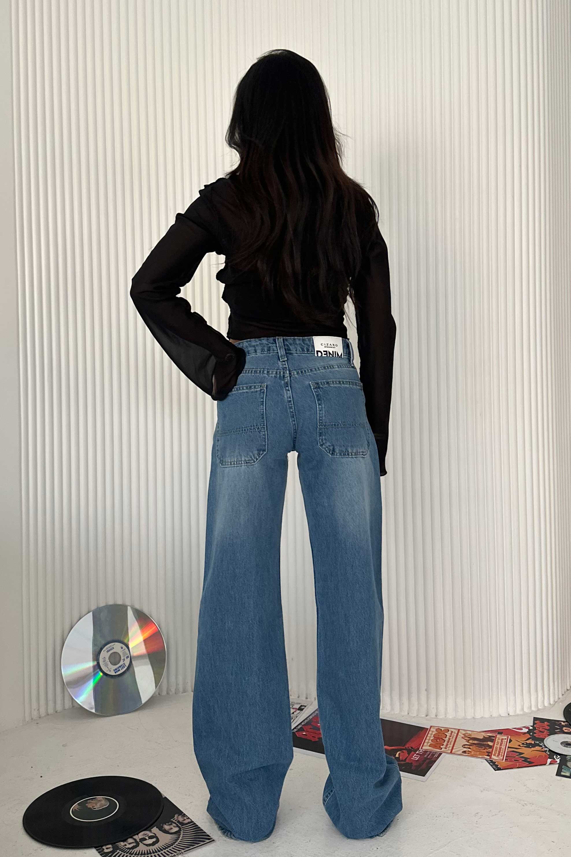 Wide Leg – Low Waist Powder Blue Jeans wide leg CIZARO - Cizaro Jeans