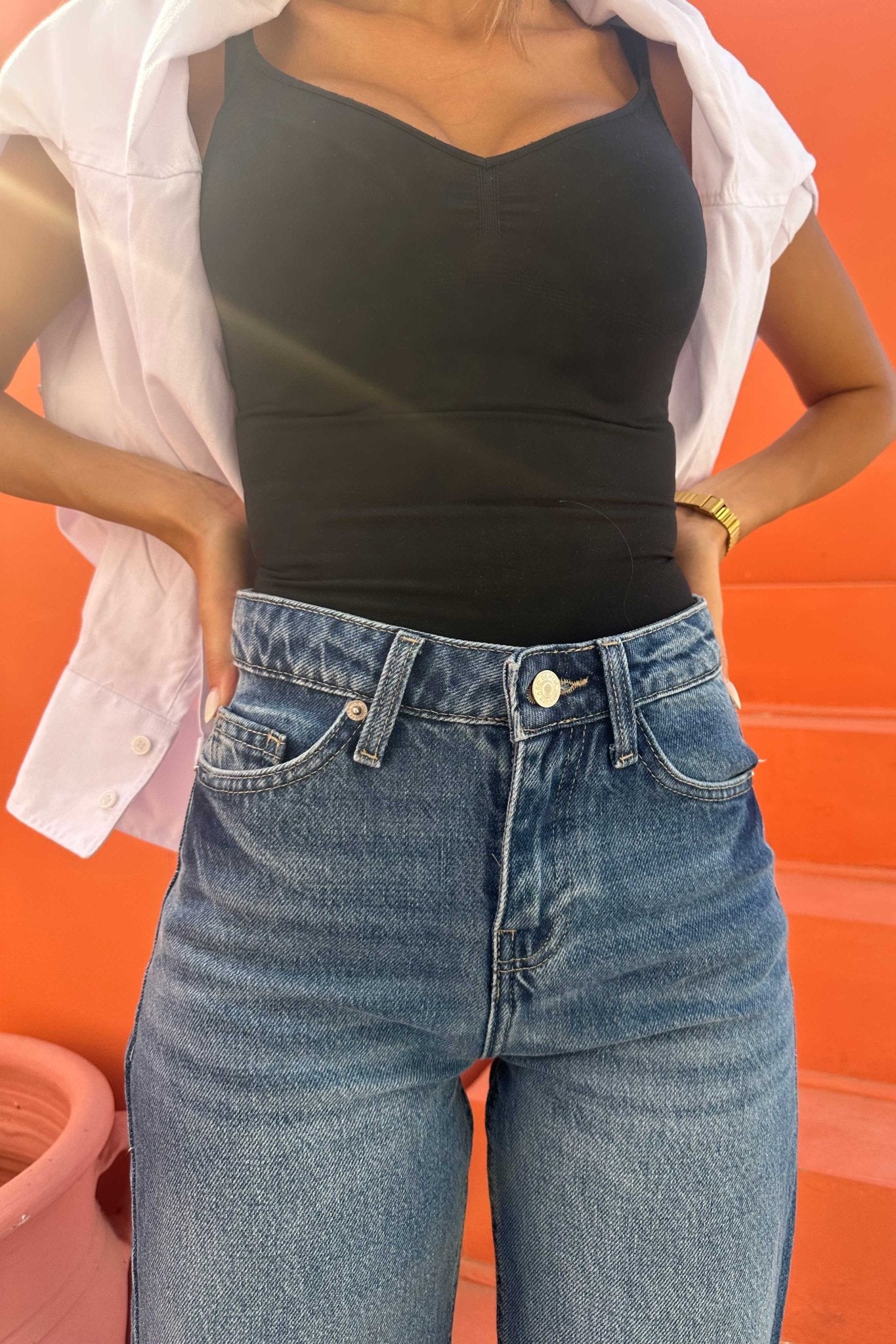 Wide Leg – Mid Rise Ocean Blue Jeans wide leg CIZARO - Cizaro Jeans