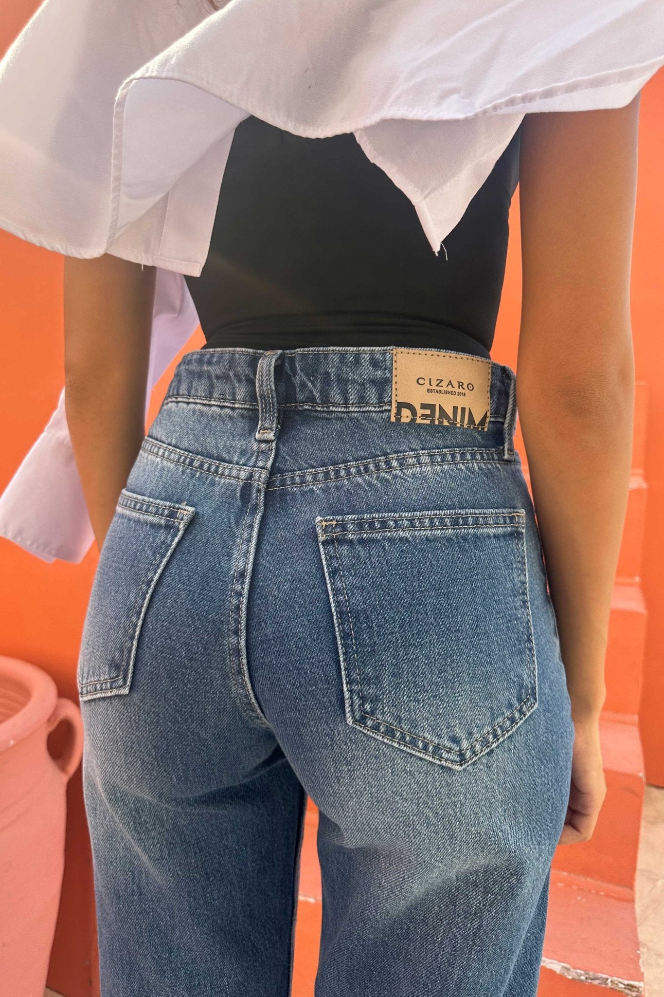 Wide Leg – Mid Rise Ocean Blue Jeans wide leg CIZARO - Cizaro Jeans