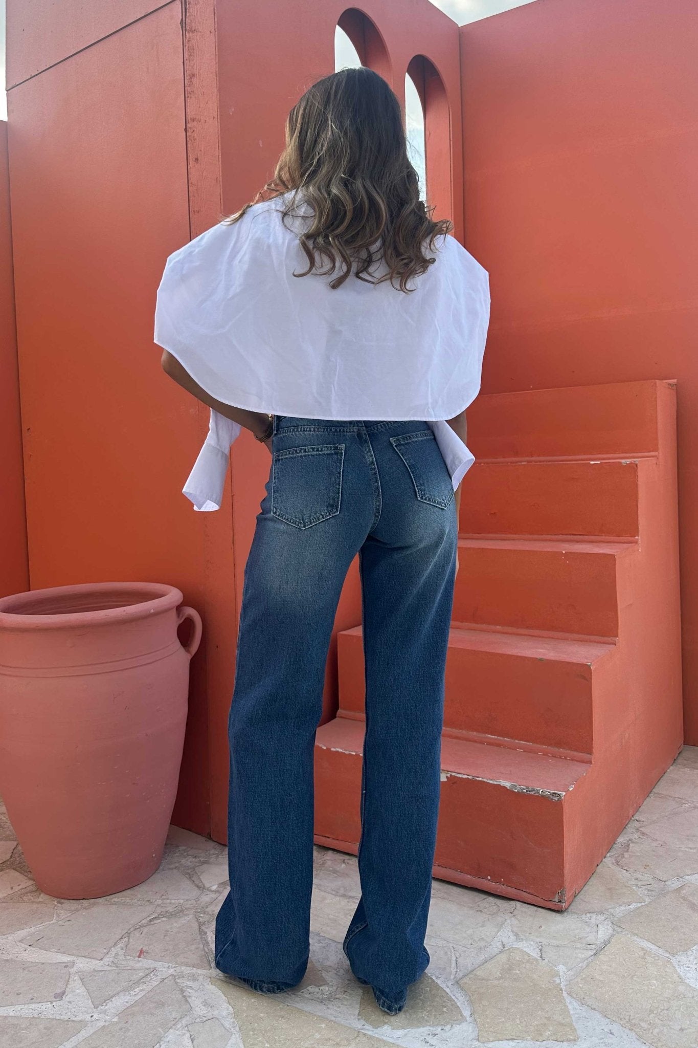 Wide Leg – Mid Rise Ocean Blue Jeans wide leg CIZARO - Cizaro Jeans