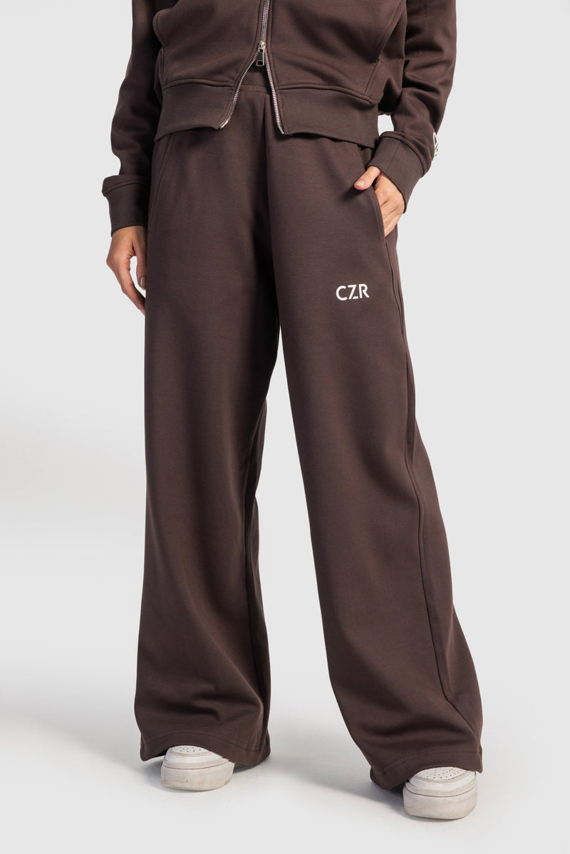 Relaxed Fit Wide-Leg Sweatpants – Brown Sweatpants CIZARO - Cizaro Jeans