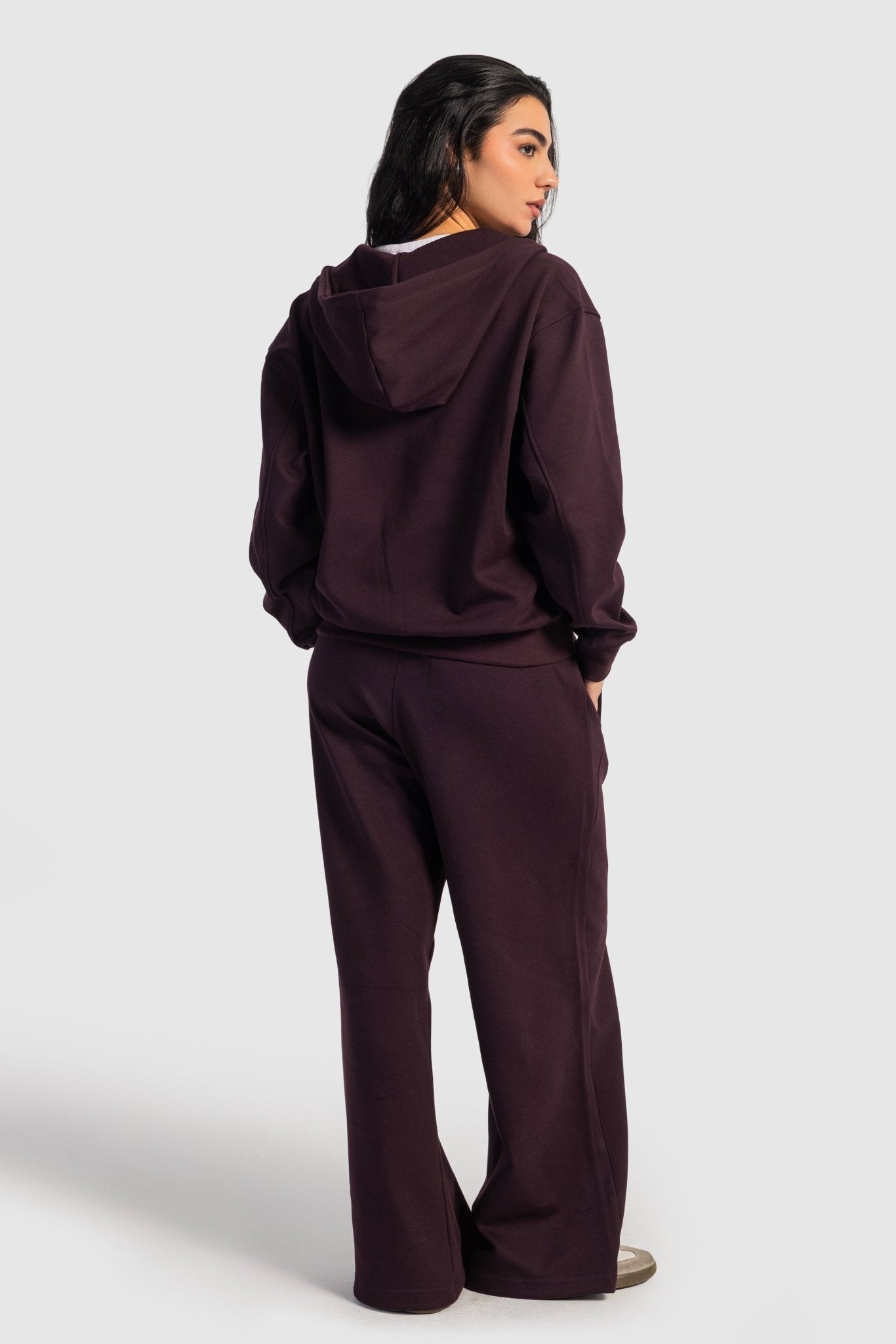 Relaxed Fit Wide-Leg Sweatpants – Burgundy pants CIZARO - Cizaro Jeans