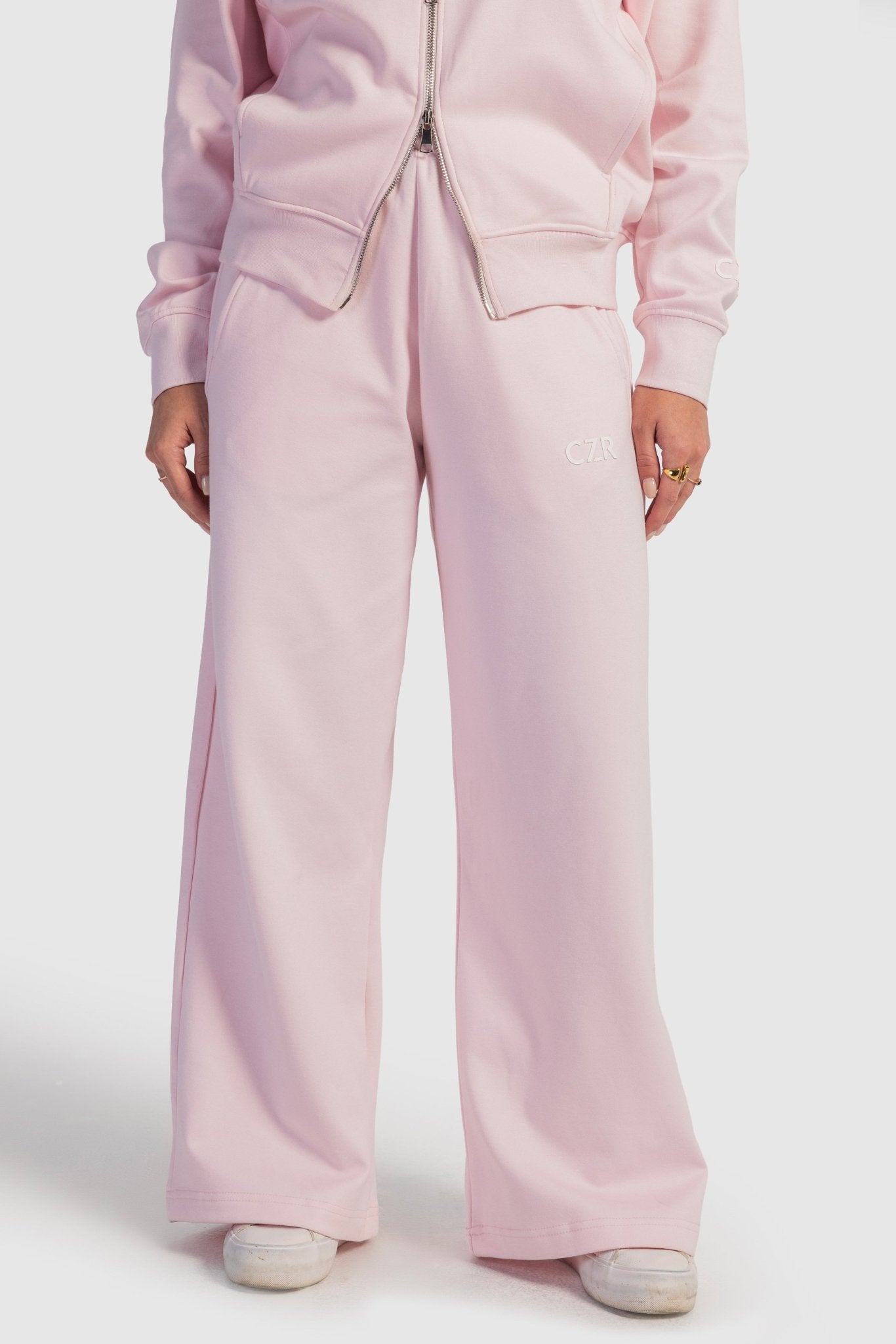 Relaxed Fit Wide-Leg Sweatpants – Blush Pink pants CIZARO - Cizaro Jeans