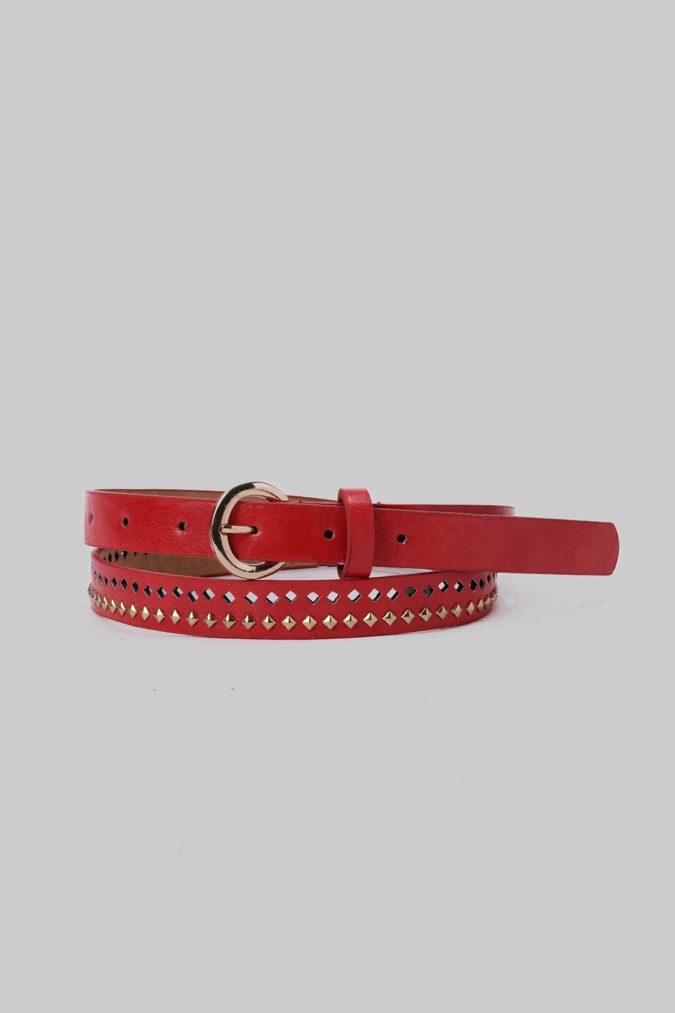 Belt | Red Embellished Faux Leather Belt Belt CZBELT - Cizaro Jeans