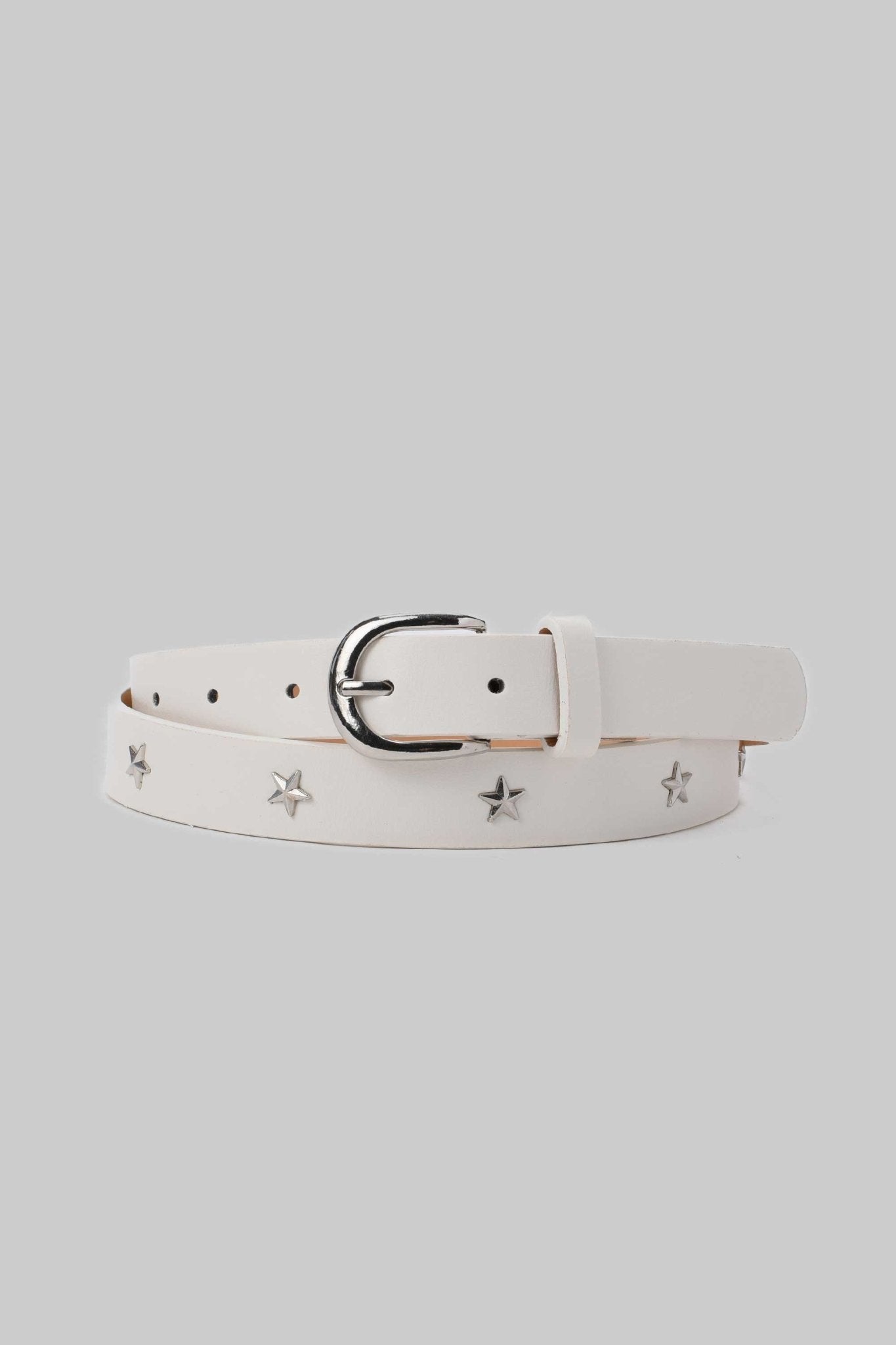 Belt | White Star Studded Faux Leather Belt Belt CZBELT - Cizaro Jeans