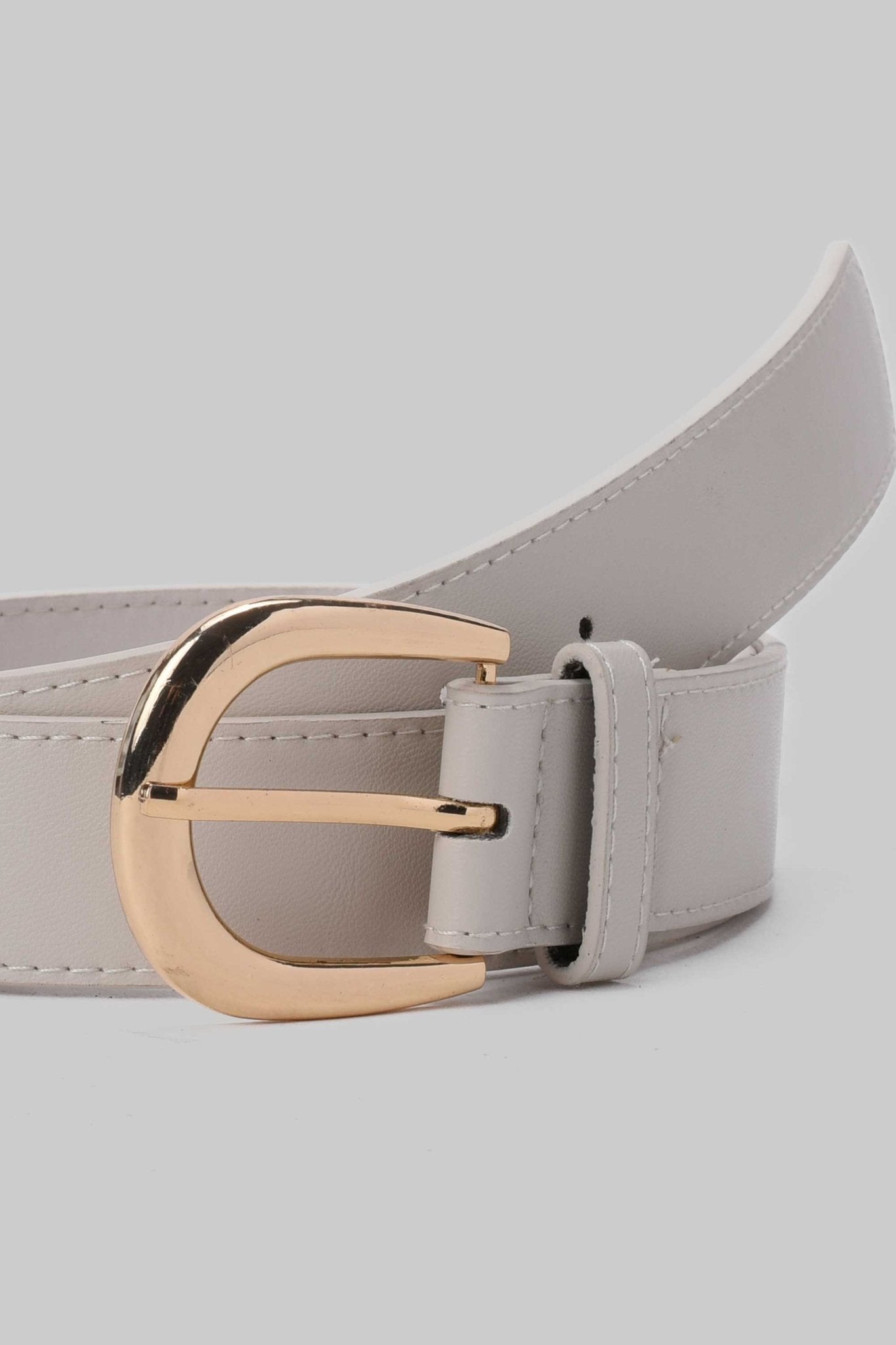 Belt | Light Grey Smooth Faux Leather Belt Belt CZBELT - Cizaro Jeans