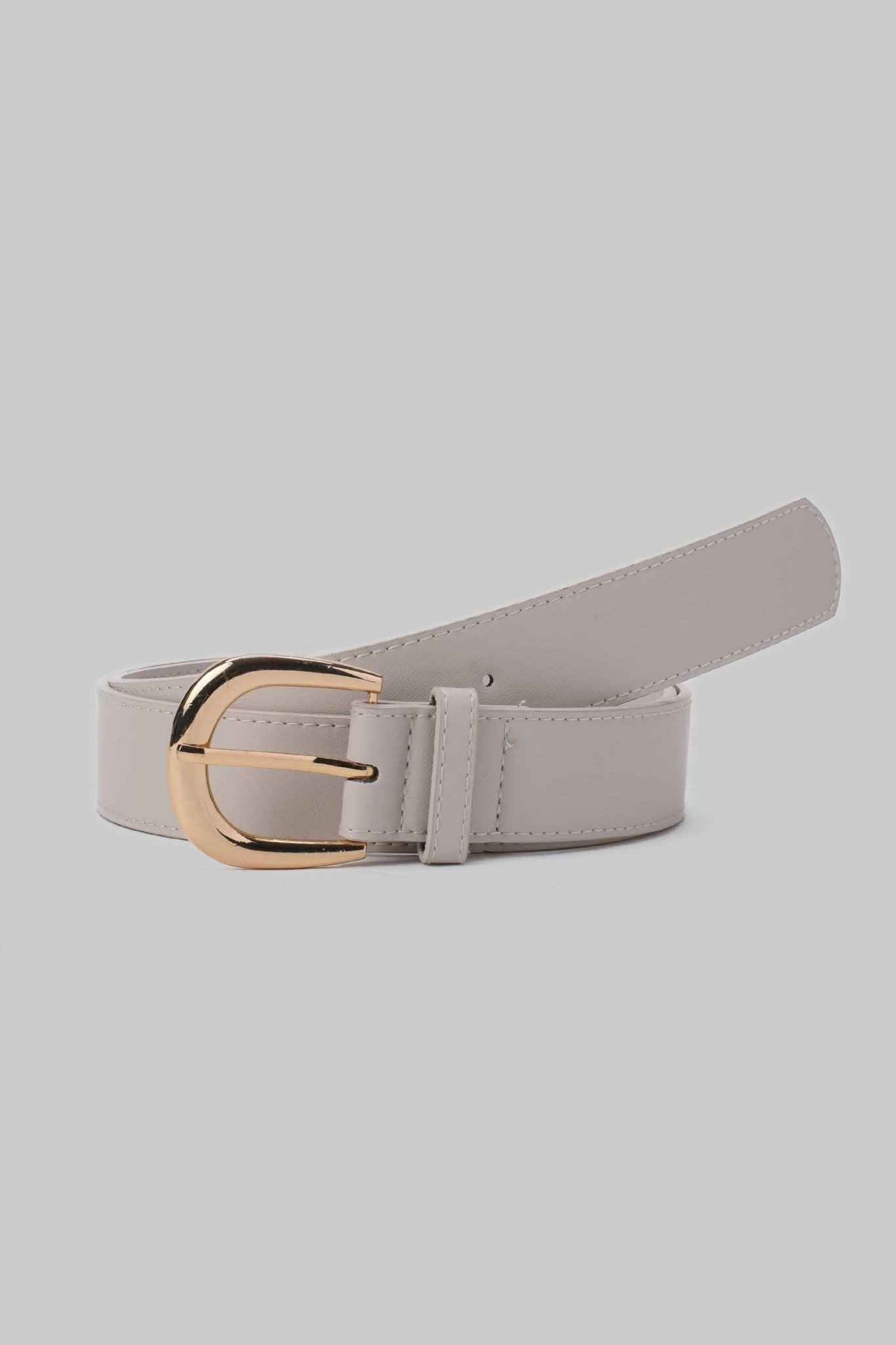 Belt | Light Grey Smooth Faux Leather Belt Belt CZBELT - Cizaro Jeans