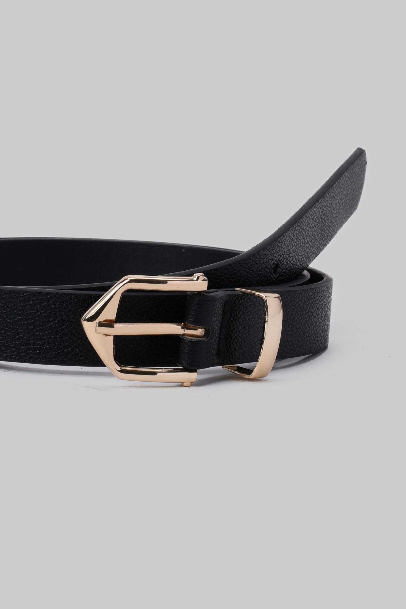 Belt | Black Classic Buckle Faux Leather Belt Belt CZBELT - Cizaro Jeans