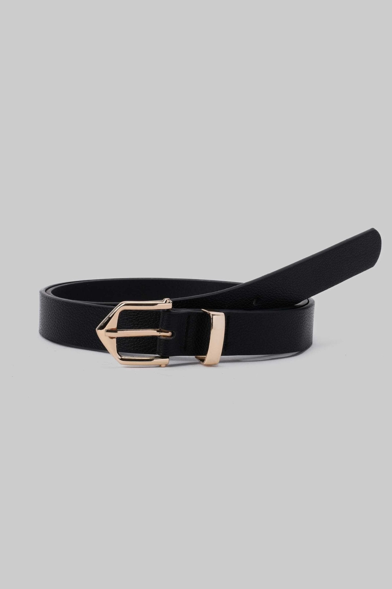 Belt | Black Classic Buckle Faux Leather Belt Belt CZBELT - Cizaro Jeans
