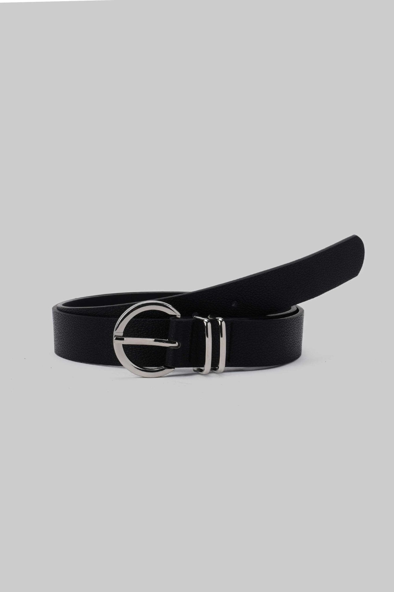Belt | Black Round Buckle Faux Leather Belt Belt CZBELT - Cizaro Jeans