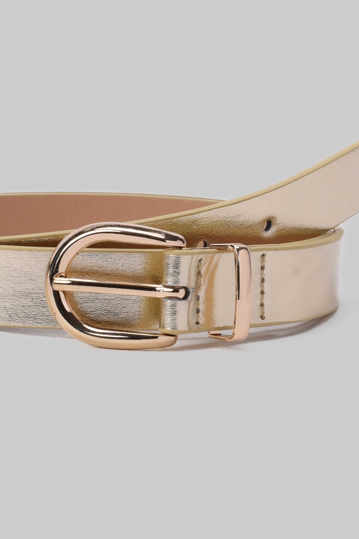 Belt | Metallic Gold Faux Leather Belt Belt CZBELT - Cizaro Jeans