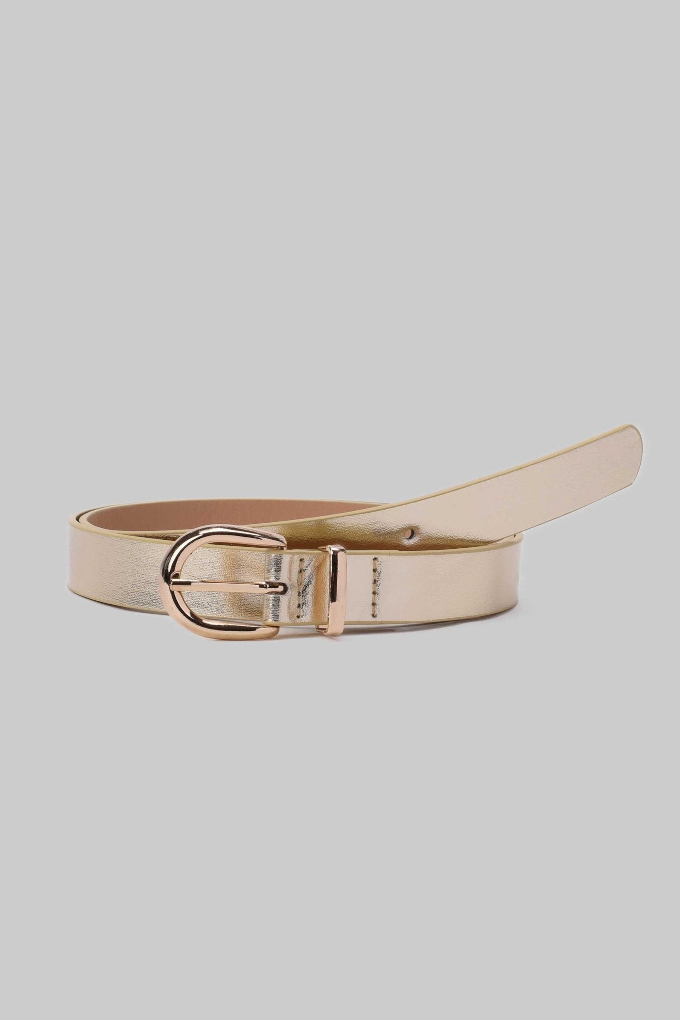 Belt | Metallic Gold Faux Leather Belt Belt CZBELT - Cizaro Jeans