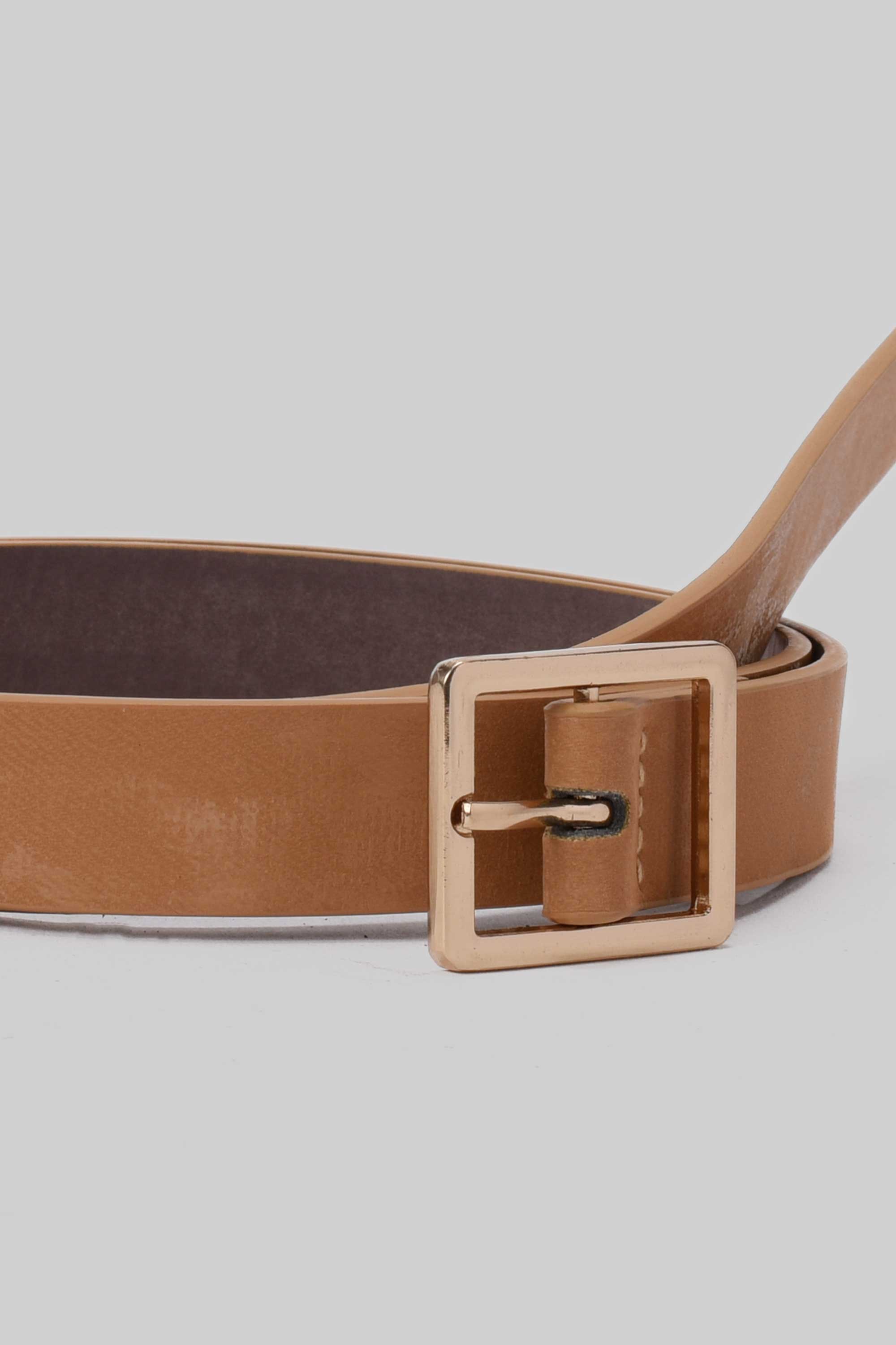 Belt | Camel Square Buckle Faux Leather Belt Belt CZBELT - Cizaro Jeans